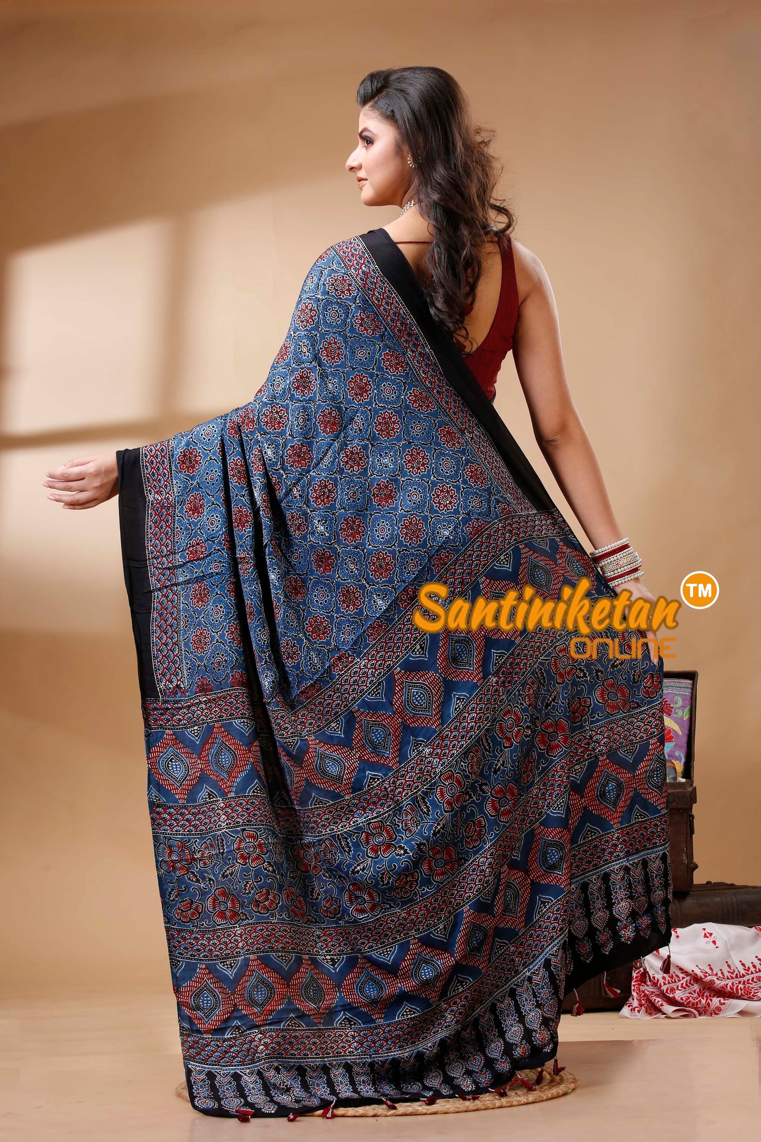 Ajrakh Hand Block On Modal Silk SN202522601