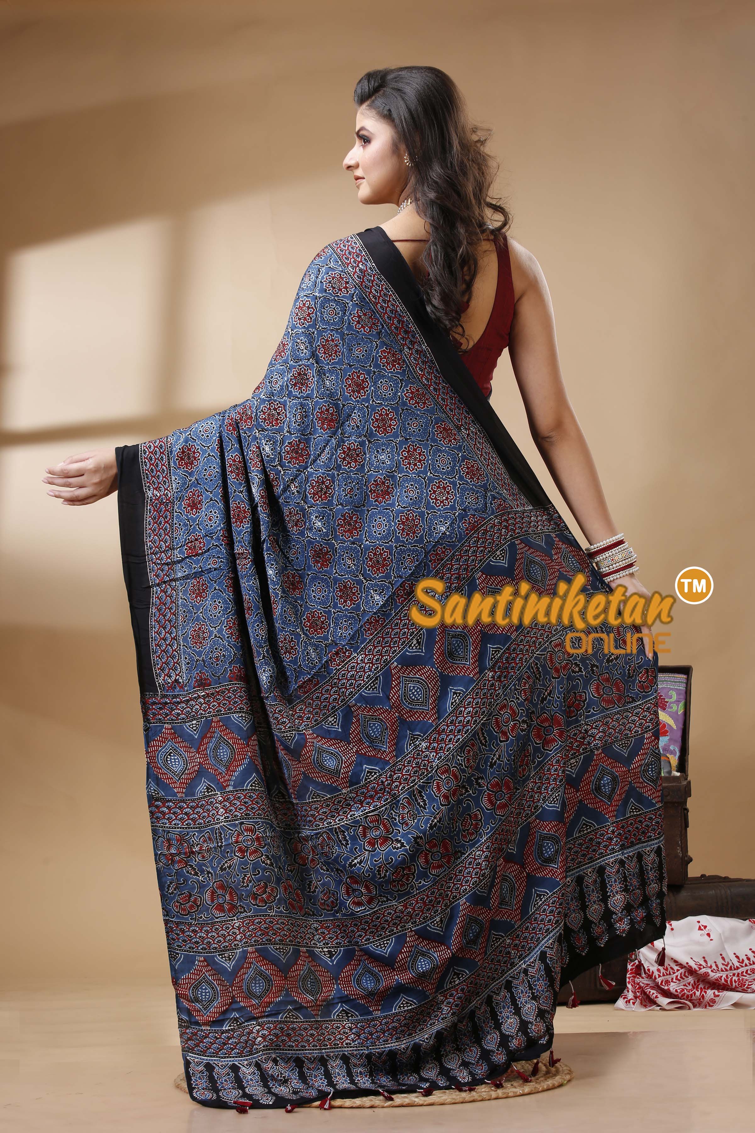 Ajrakh Hand Block On Modal Silk SN202522601