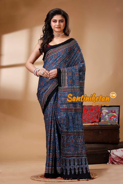 Ajrakh Hand Block On Modal Silk SN202522643