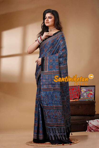 Ajrakh Hand Block On Modal Silk SN202522643