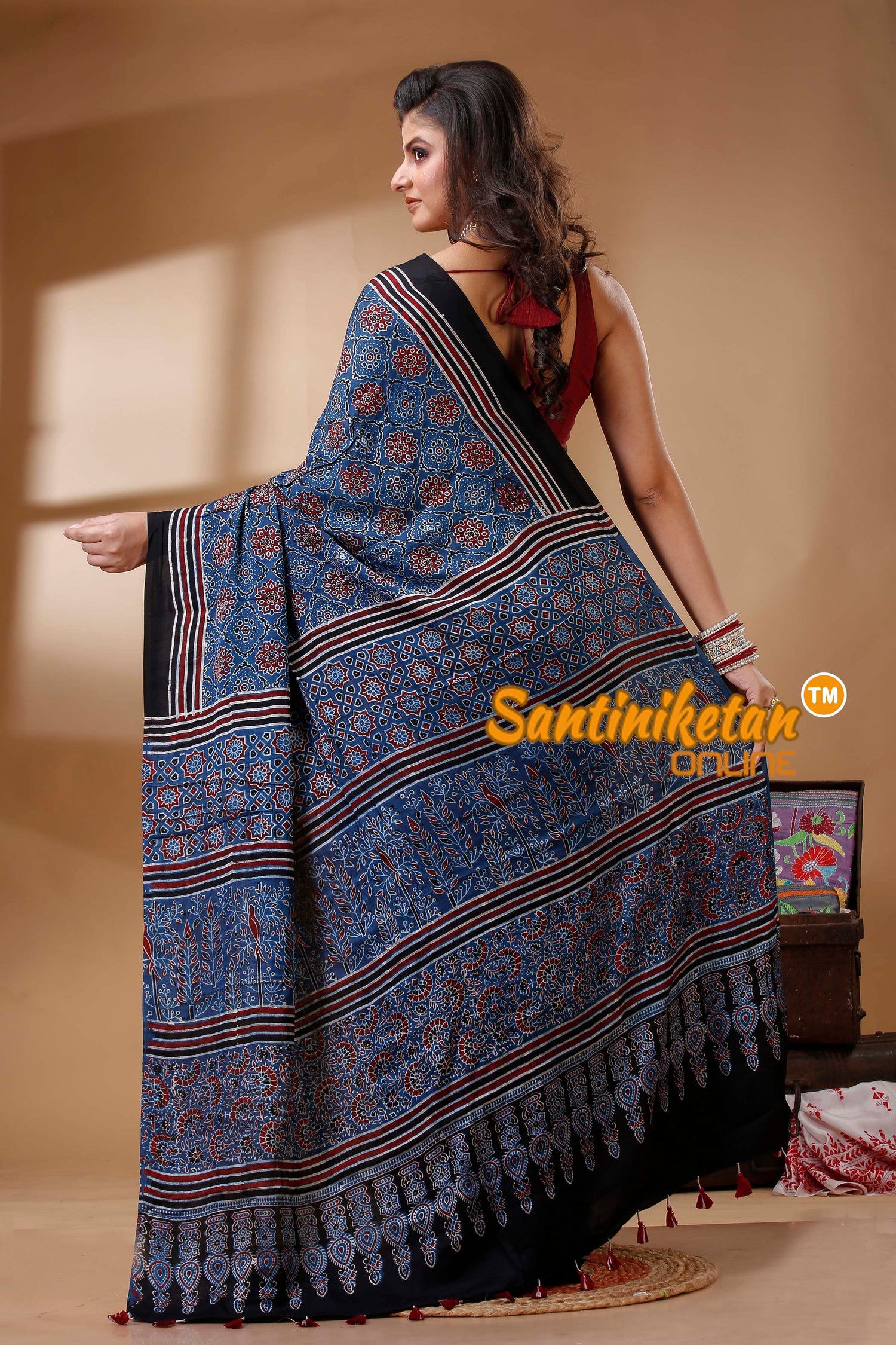 Ajrakh Hand Block On Modal Silk SN202522643