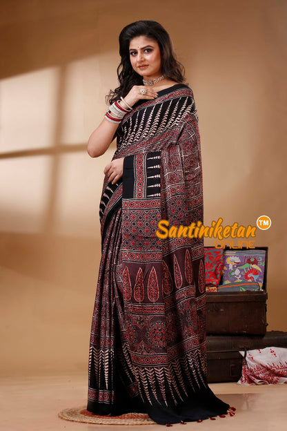 Ajrakh Hand Block On Modal Silk SN202522655