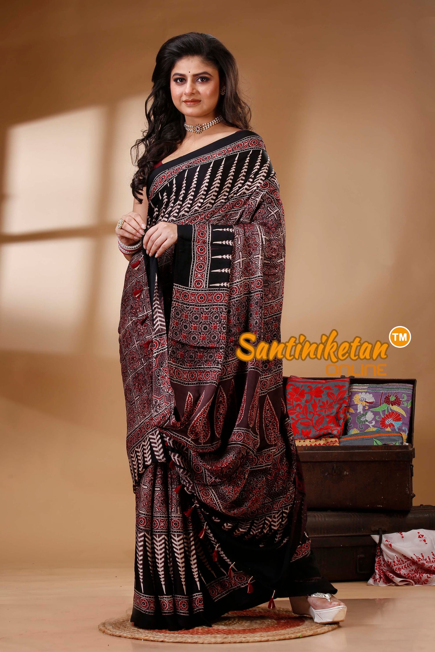 Ajrakh Hand Block On Modal Silk SN202522655