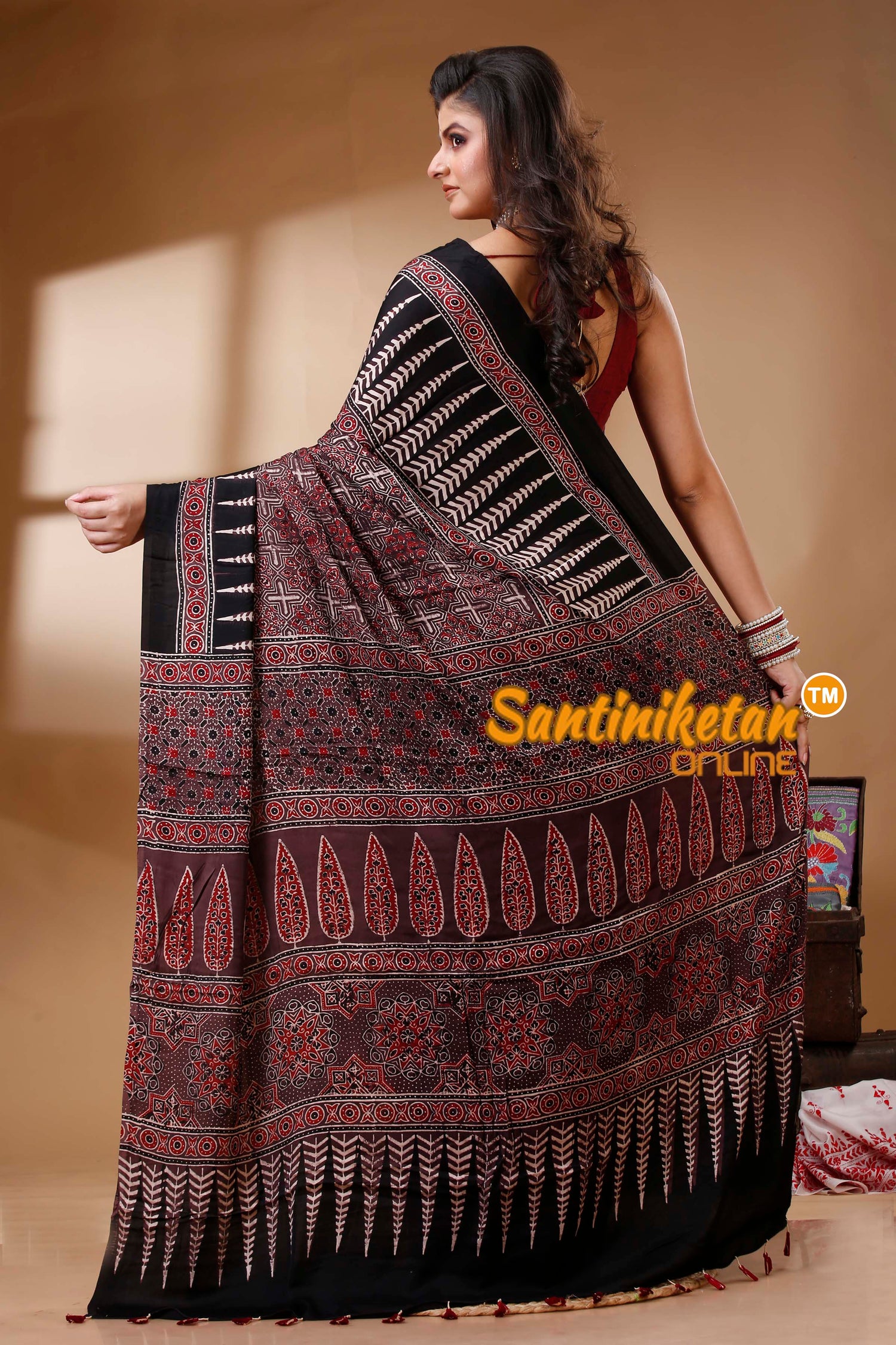 Ajrakh Hand Block On Modal Silk SN202522655