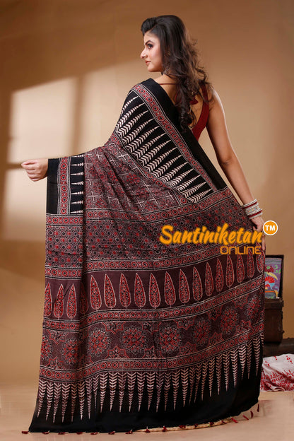 Ajrakh Hand Block On Modal Silk SN202522655