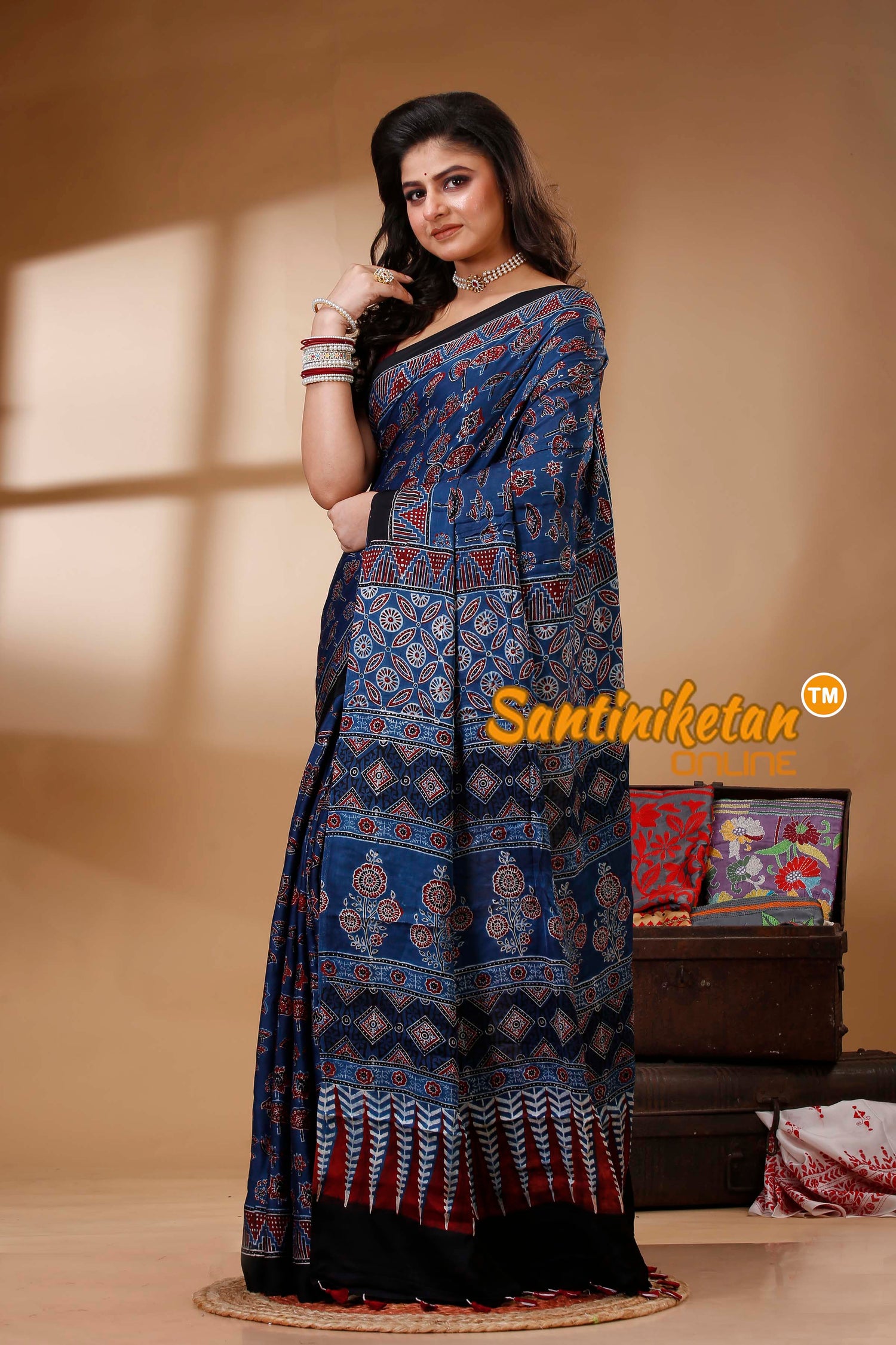 Ajrakh Hand Block On Modal Silk SN202522661