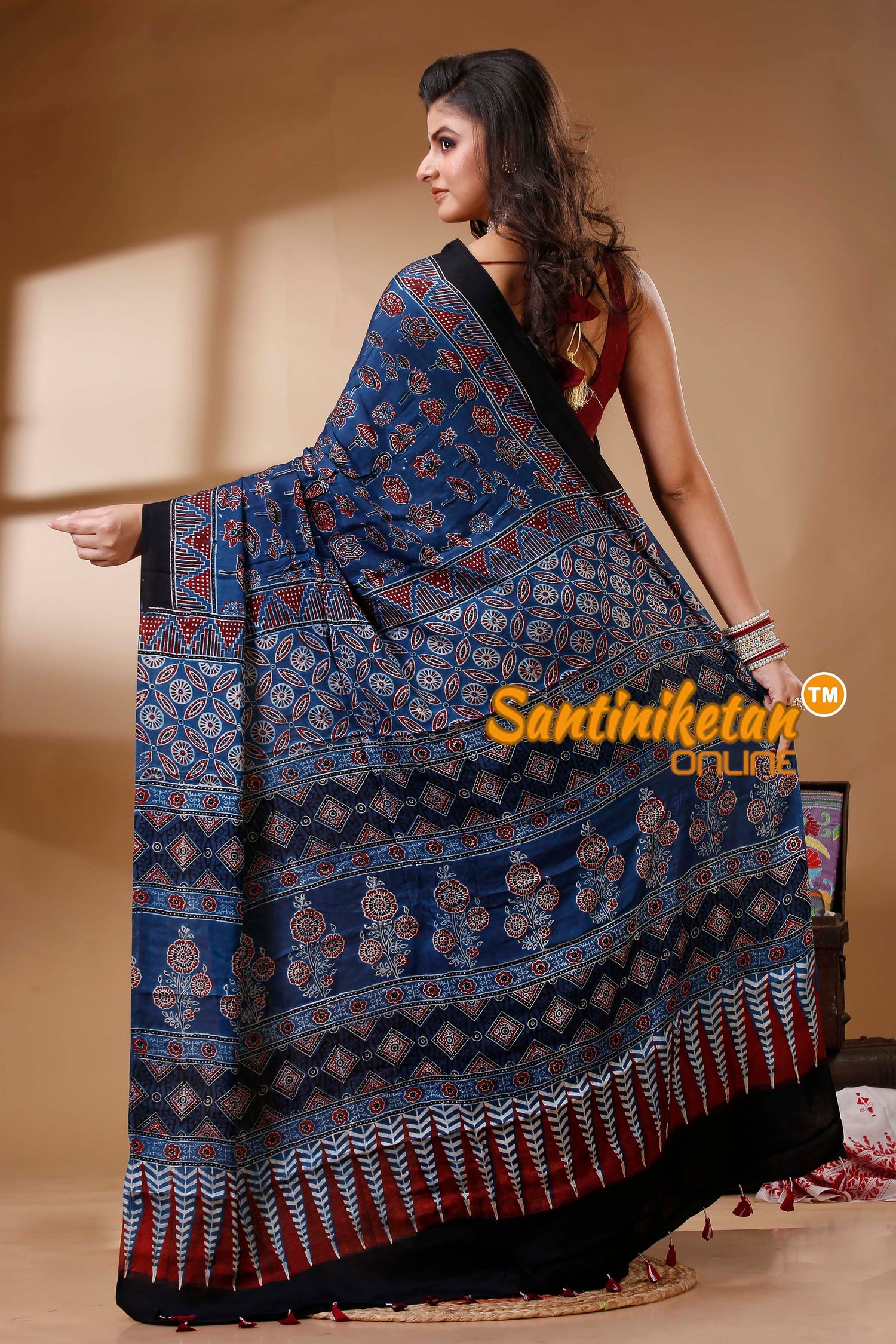 Ajrakh Hand Block On Modal Silk SN202522661