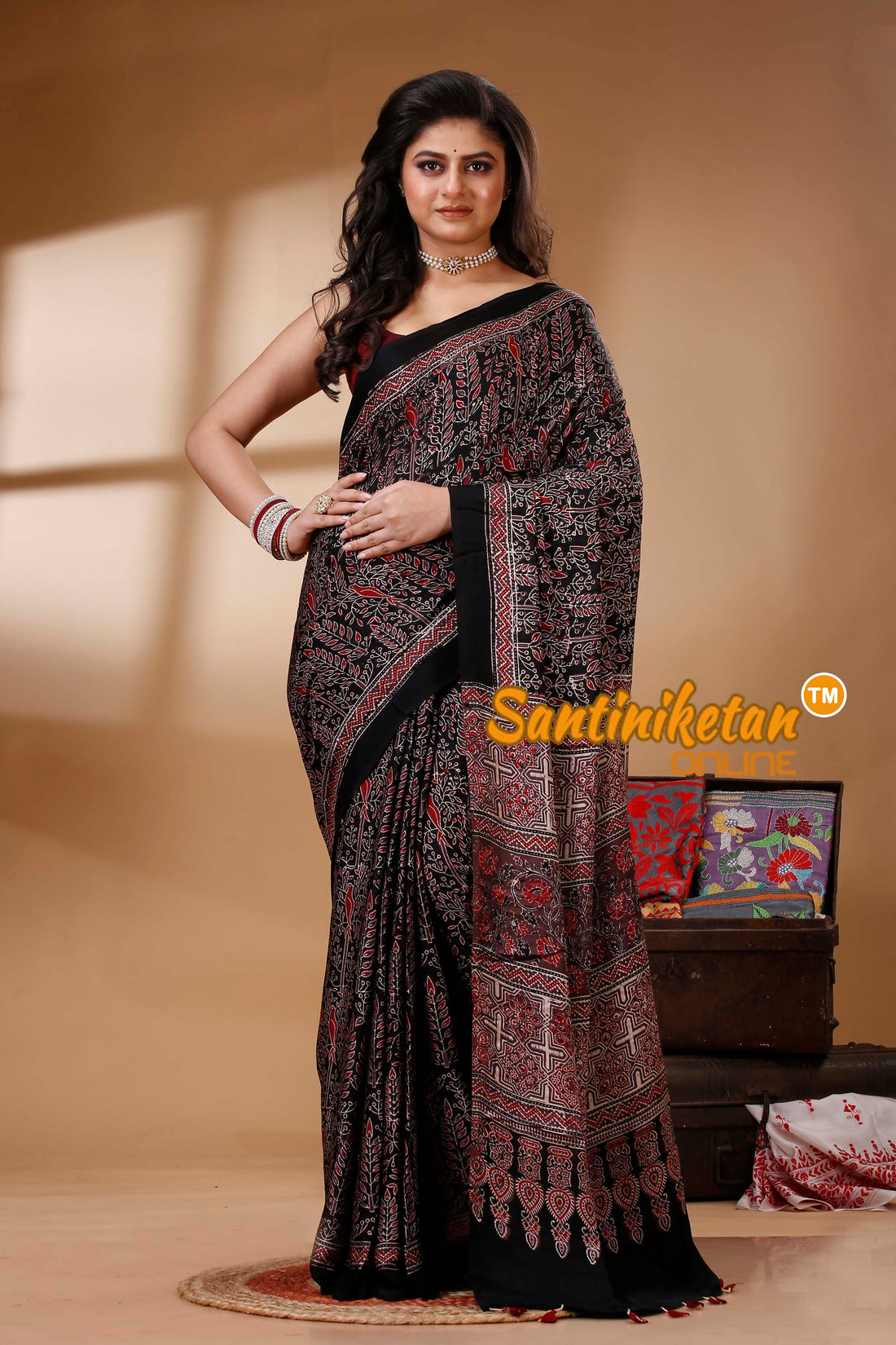 Ajrakh Hand Block On Modal Silk SN202522667