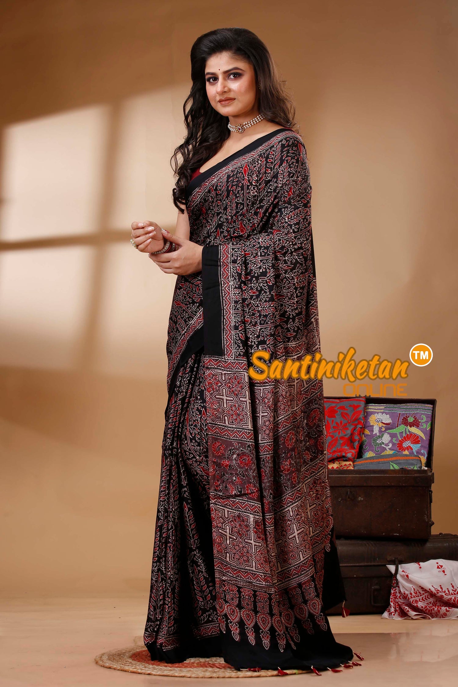Ajrakh Hand Block On Modal Silk SN202522667