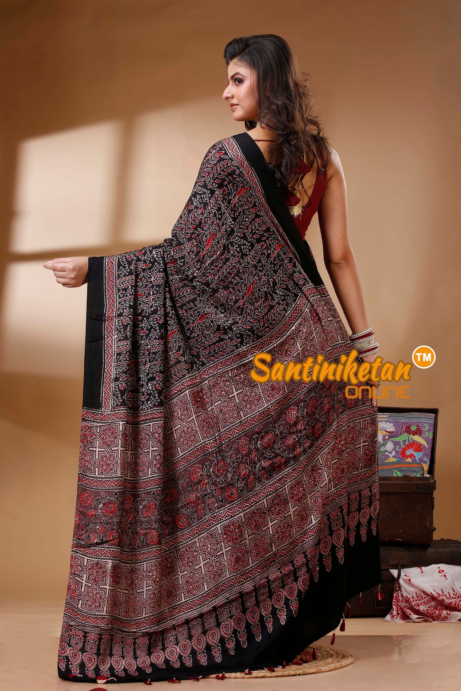 Ajrakh Hand Block On Modal Silk SN202522667