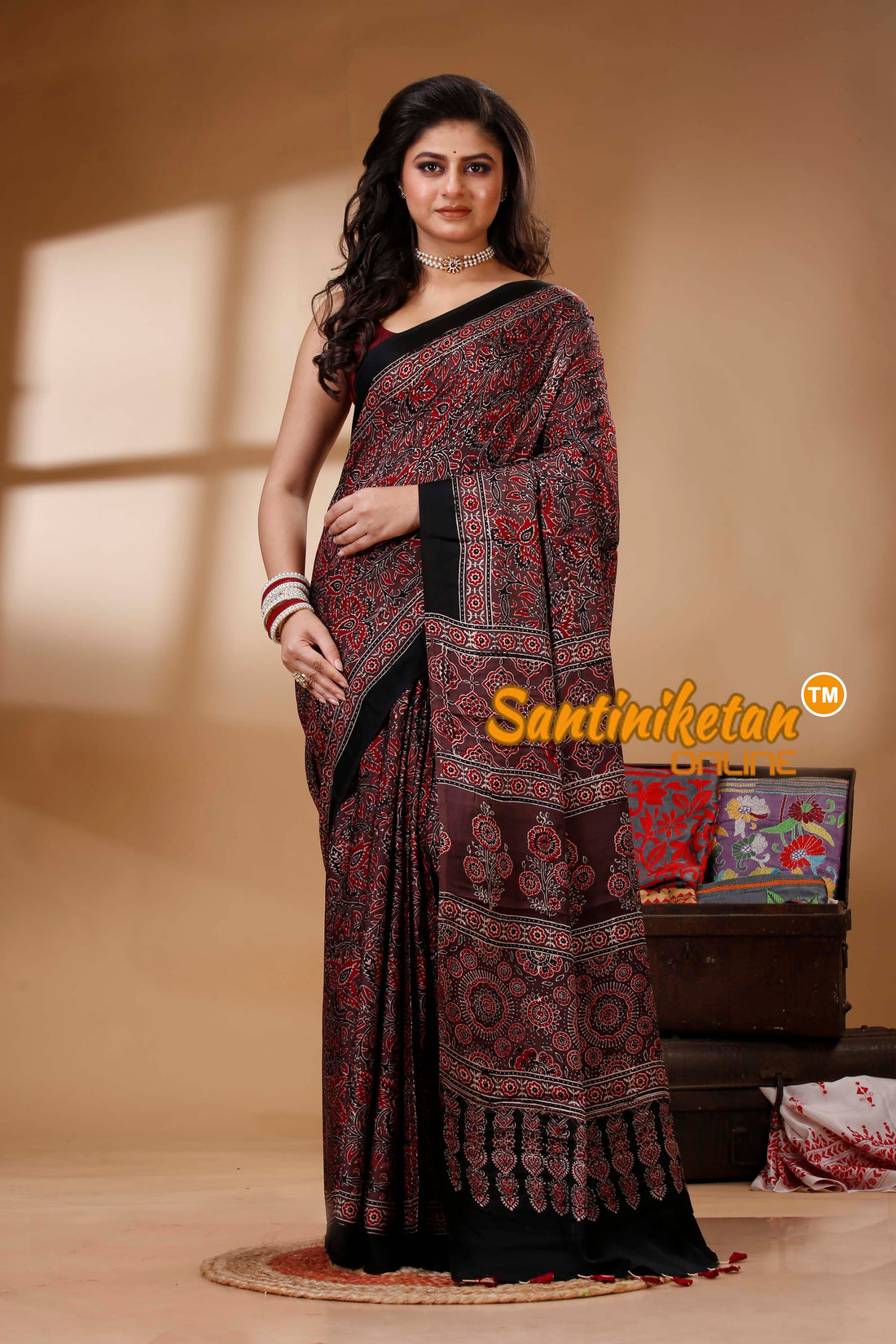 Ajrakh Hand Block On Modal Silk SN202522673