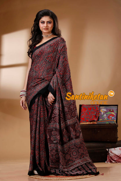 Ajrakh Hand Block On Modal Silk SN202522673