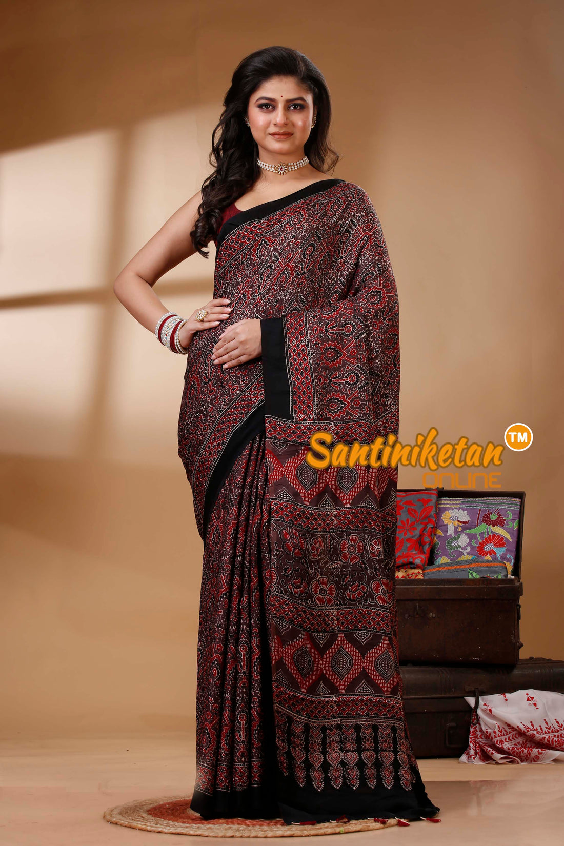 Ajrakh Hand Block On Modal Silk SN202522679