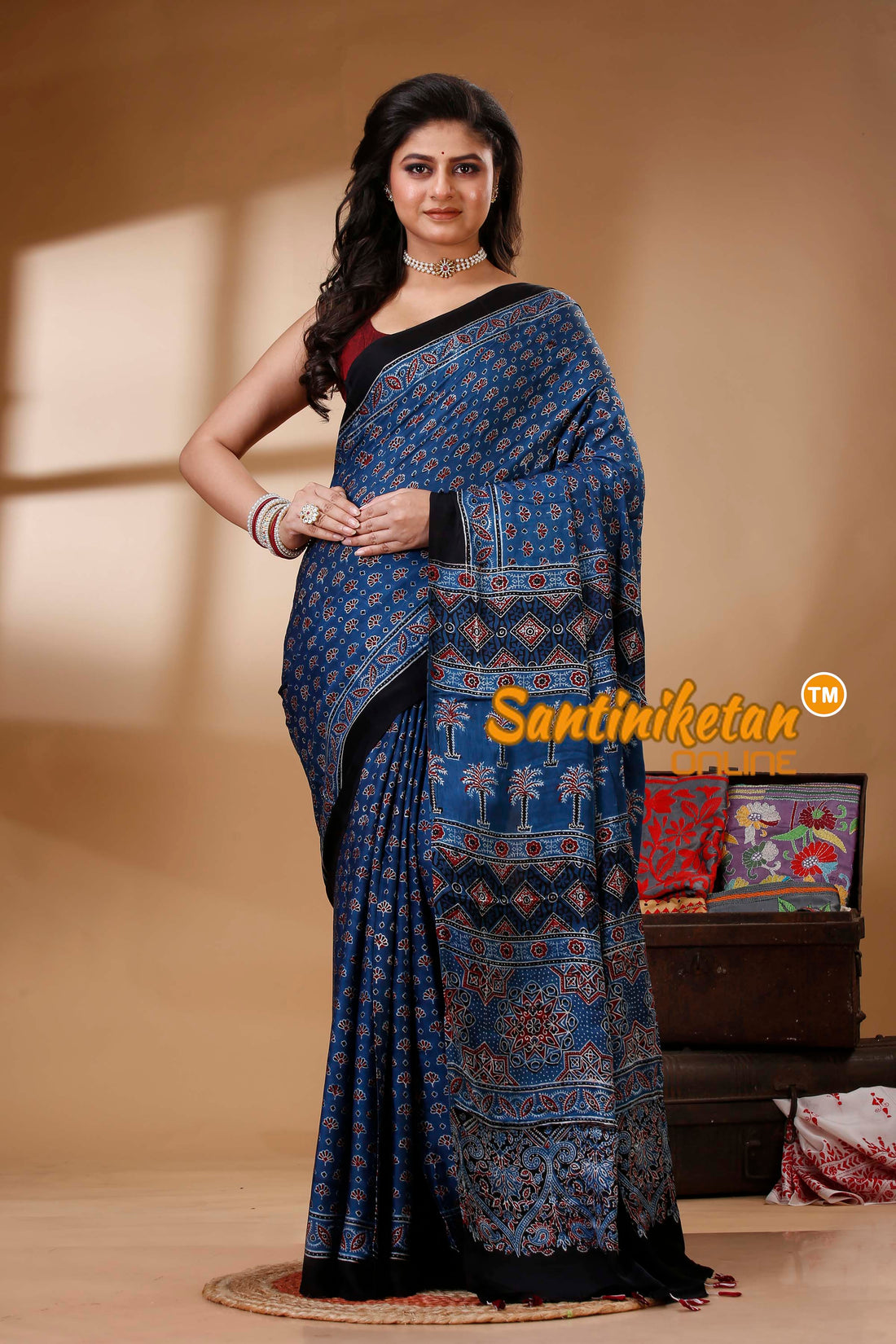 Ajrakh Hand Block On Modal Silk SN202522685