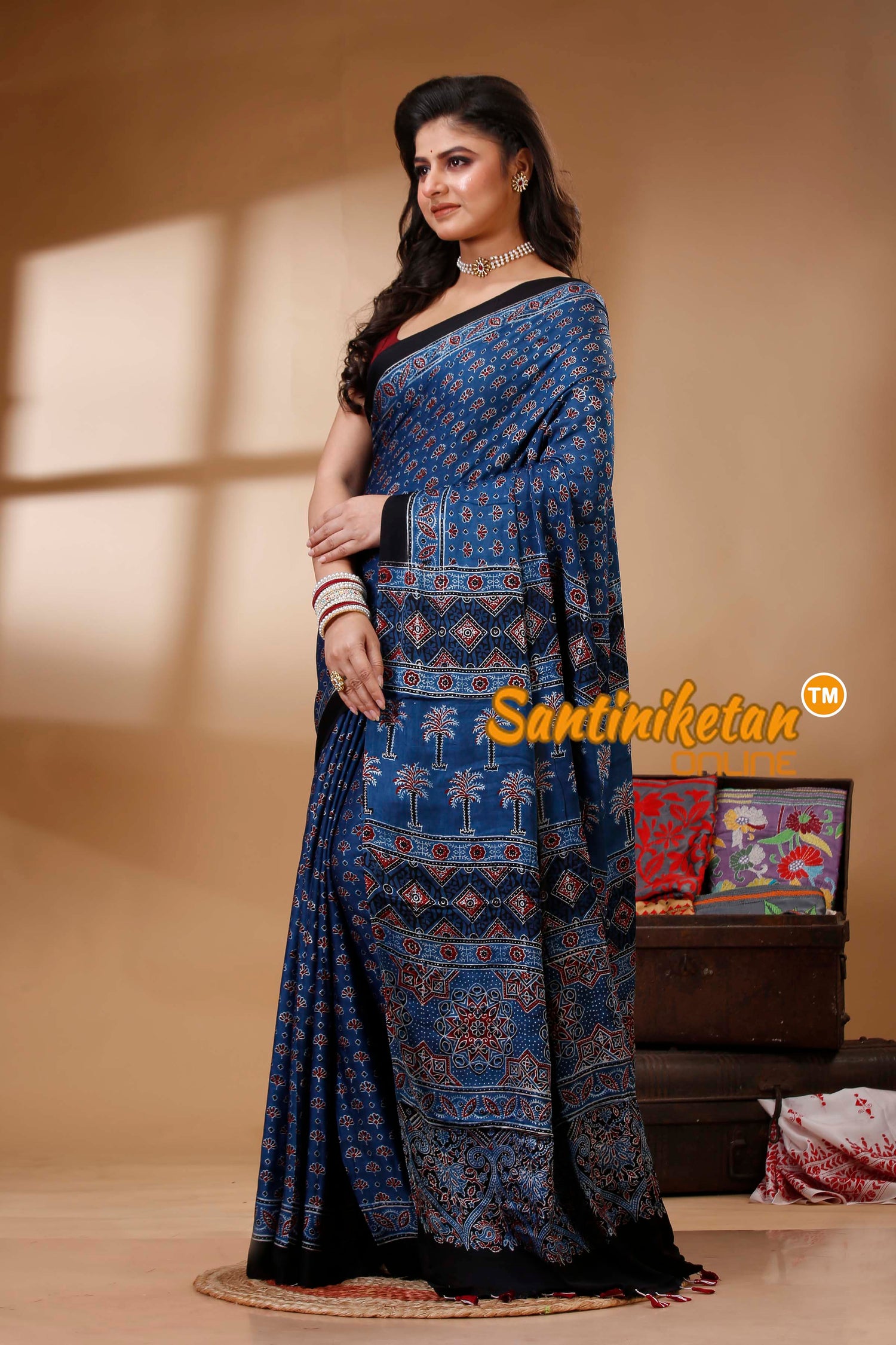 Ajrakh Hand Block On Modal Silk SN202522685