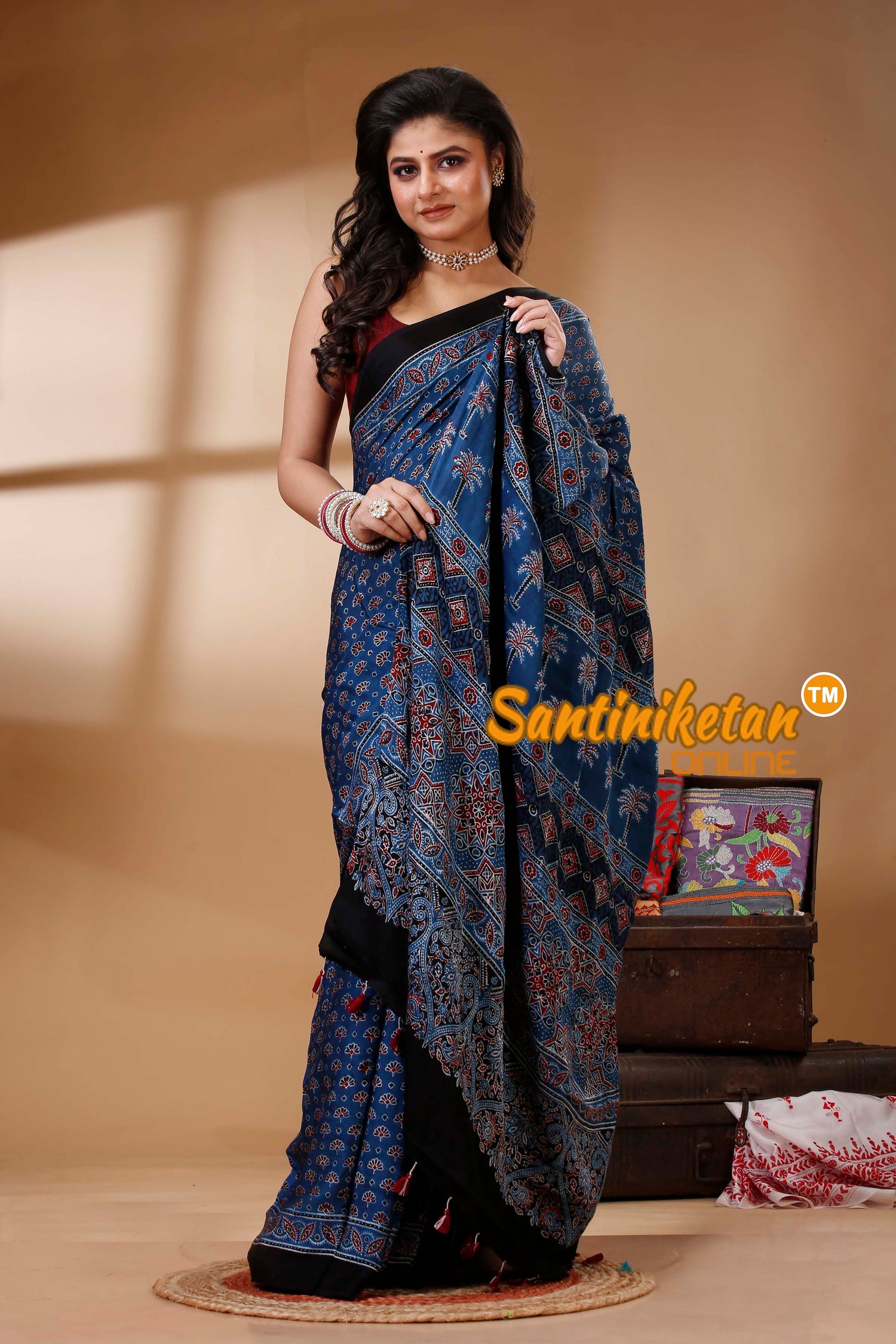 Ajrakh Hand Block On Modal Silk SN202522685