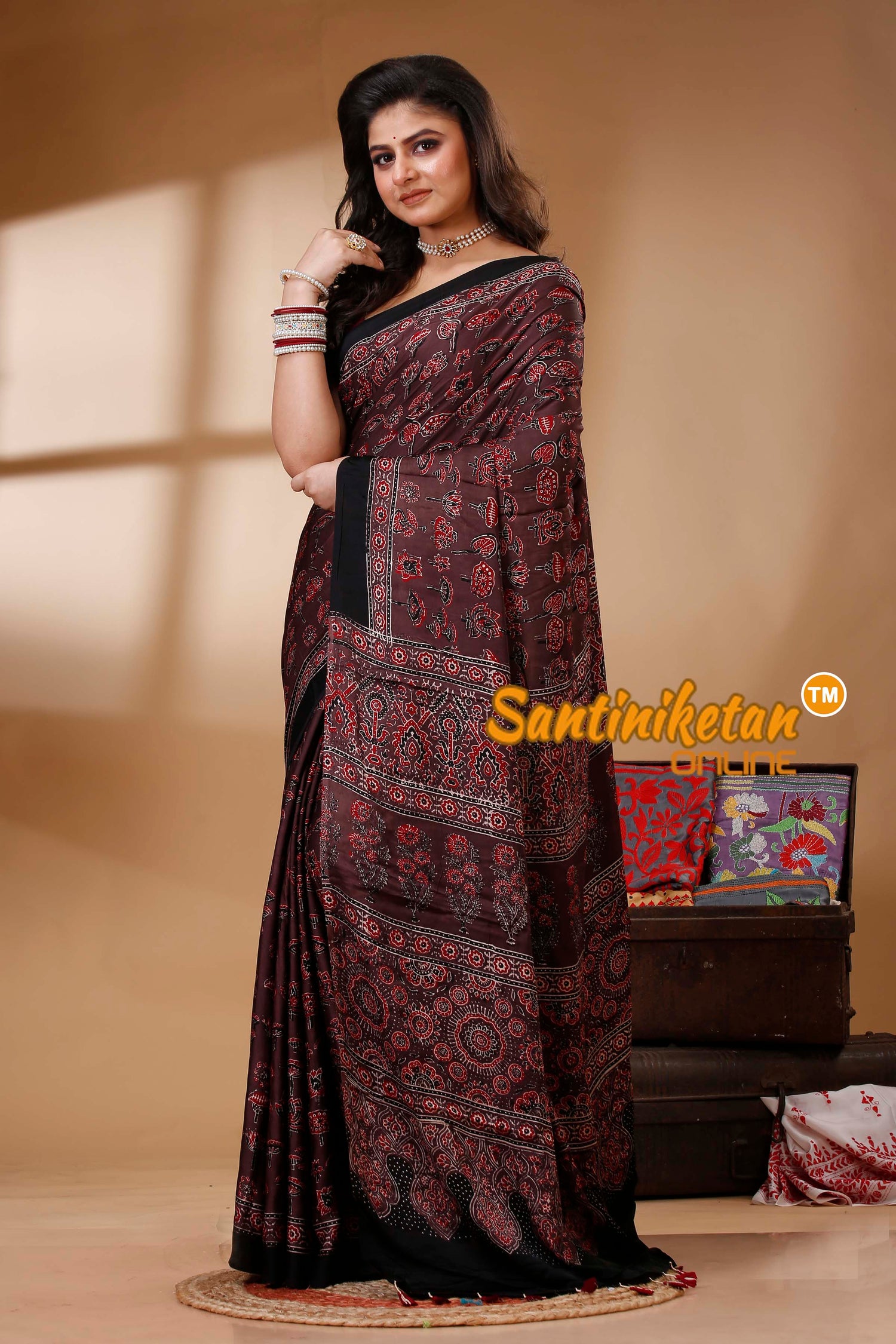 Ajrakh Hand Block On Modal Silk SN202522721