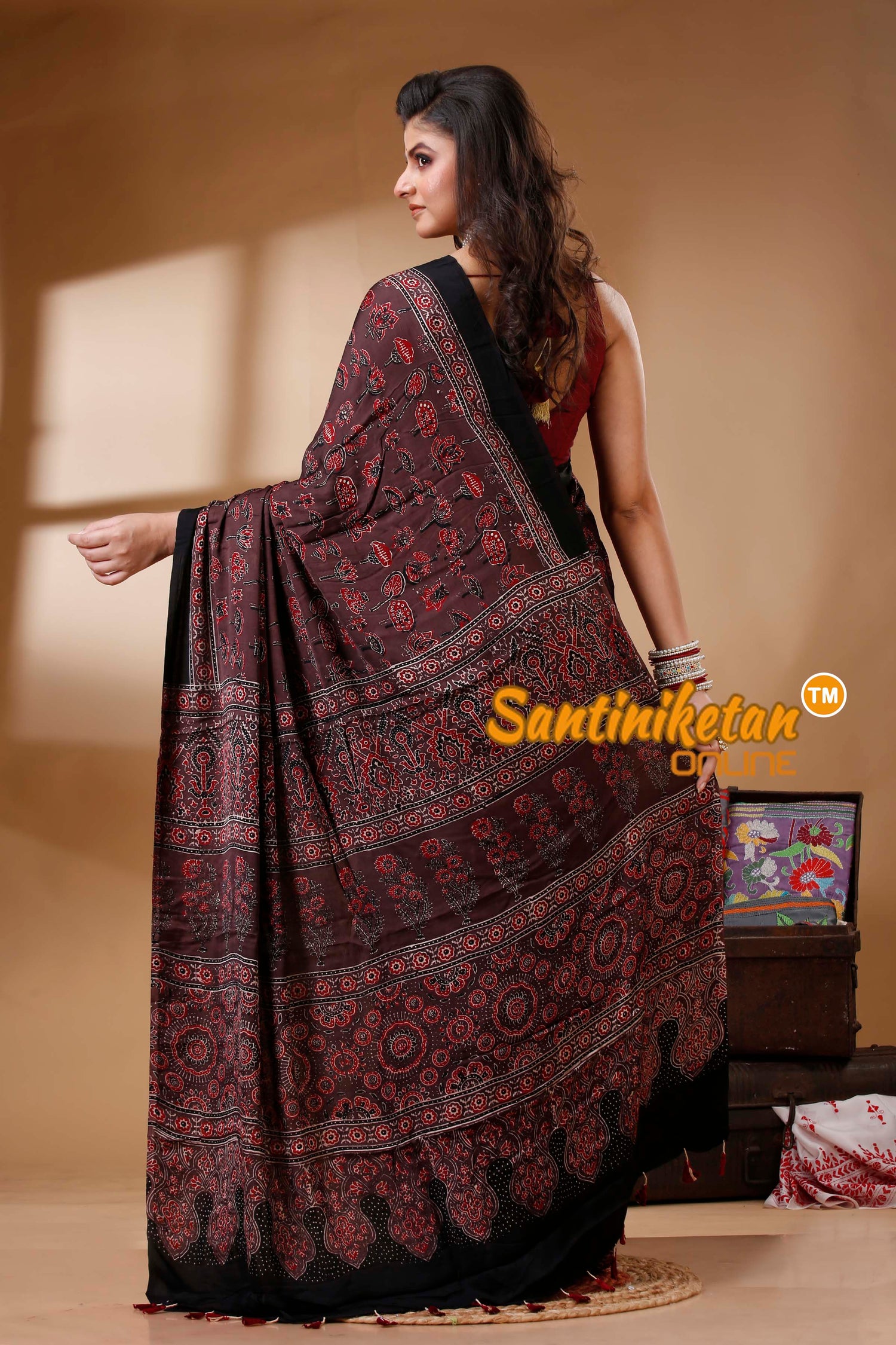 Ajrakh Hand Block On Modal Silk SN202522721