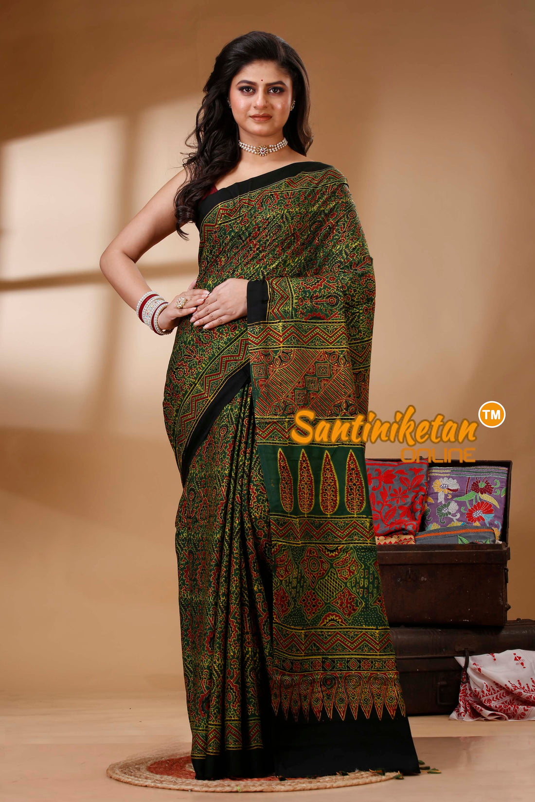 Ajrakh Hand Block On Modal Silk SN202522733