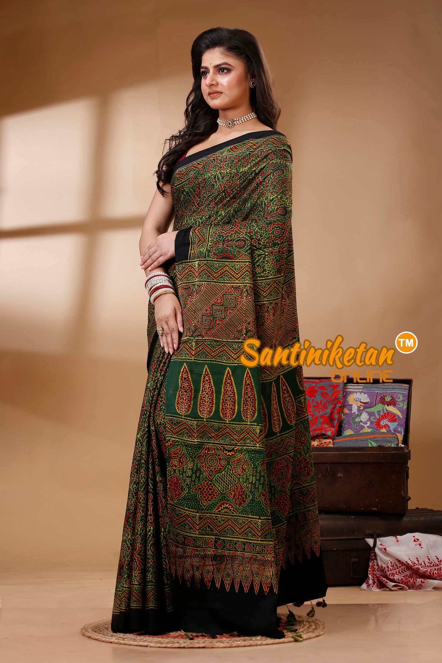 Ajrakh Hand Block On Modal Silk SN202522733