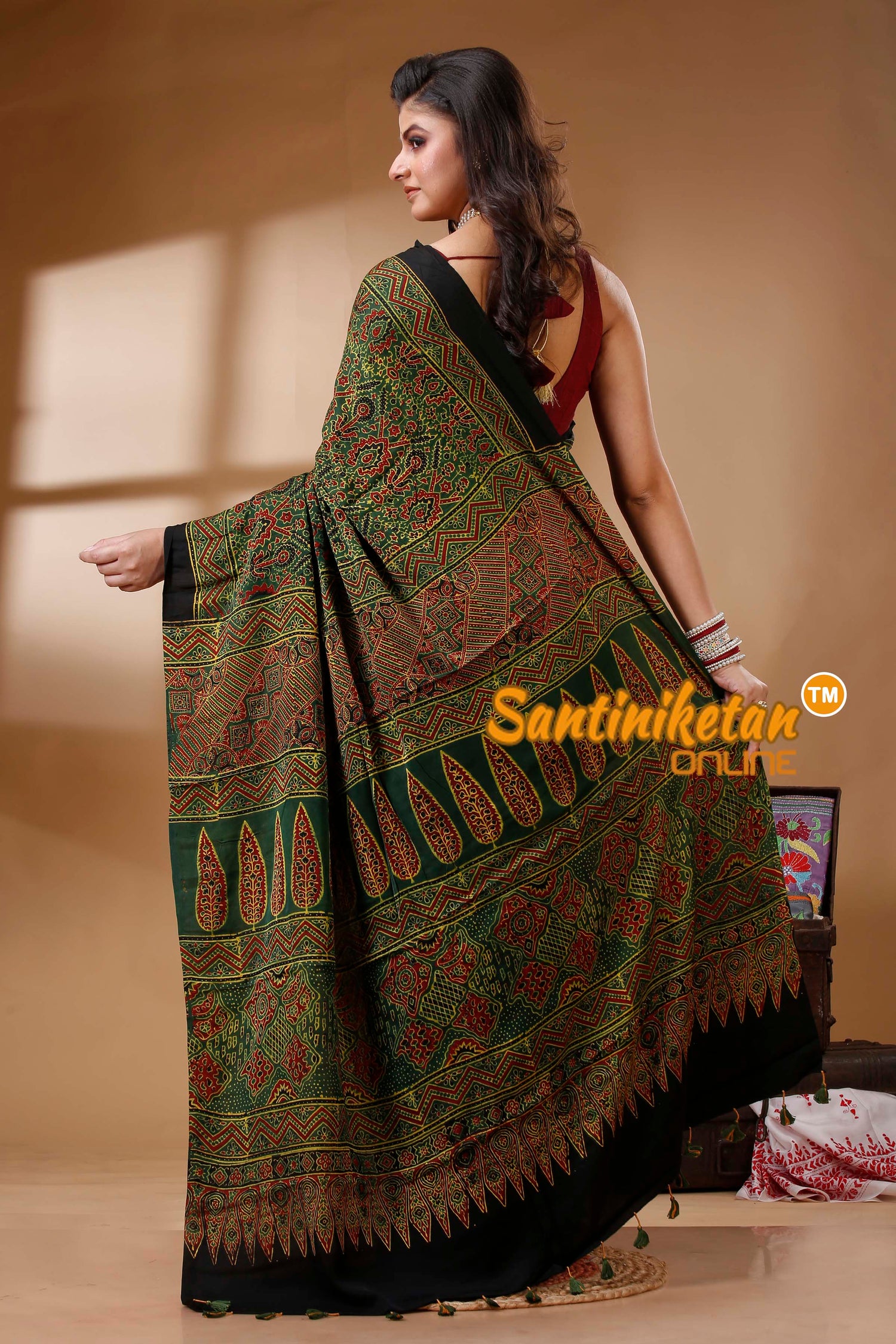 Ajrakh Hand Block On Modal Silk SN202522733