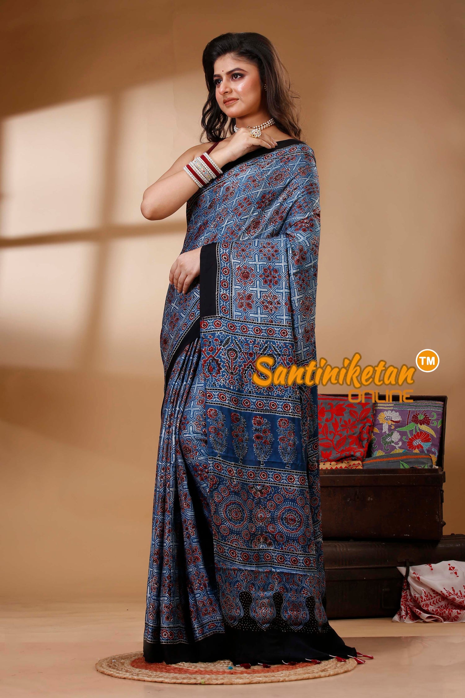 Ajrakh Hand Block On Modal Silk SN202522739