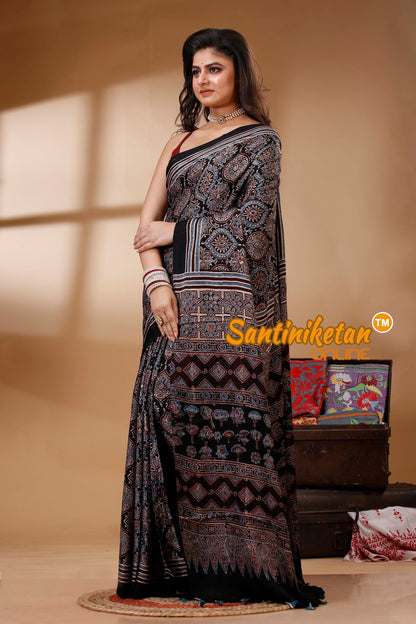 Ajrakh Hand Block On Modal Silk SN202522745