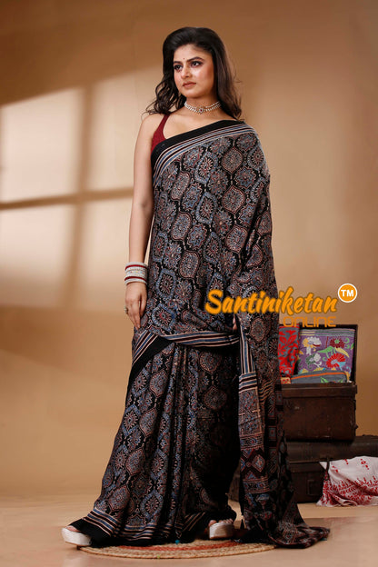 Ajrakh Hand Block On Modal Silk SN202522745