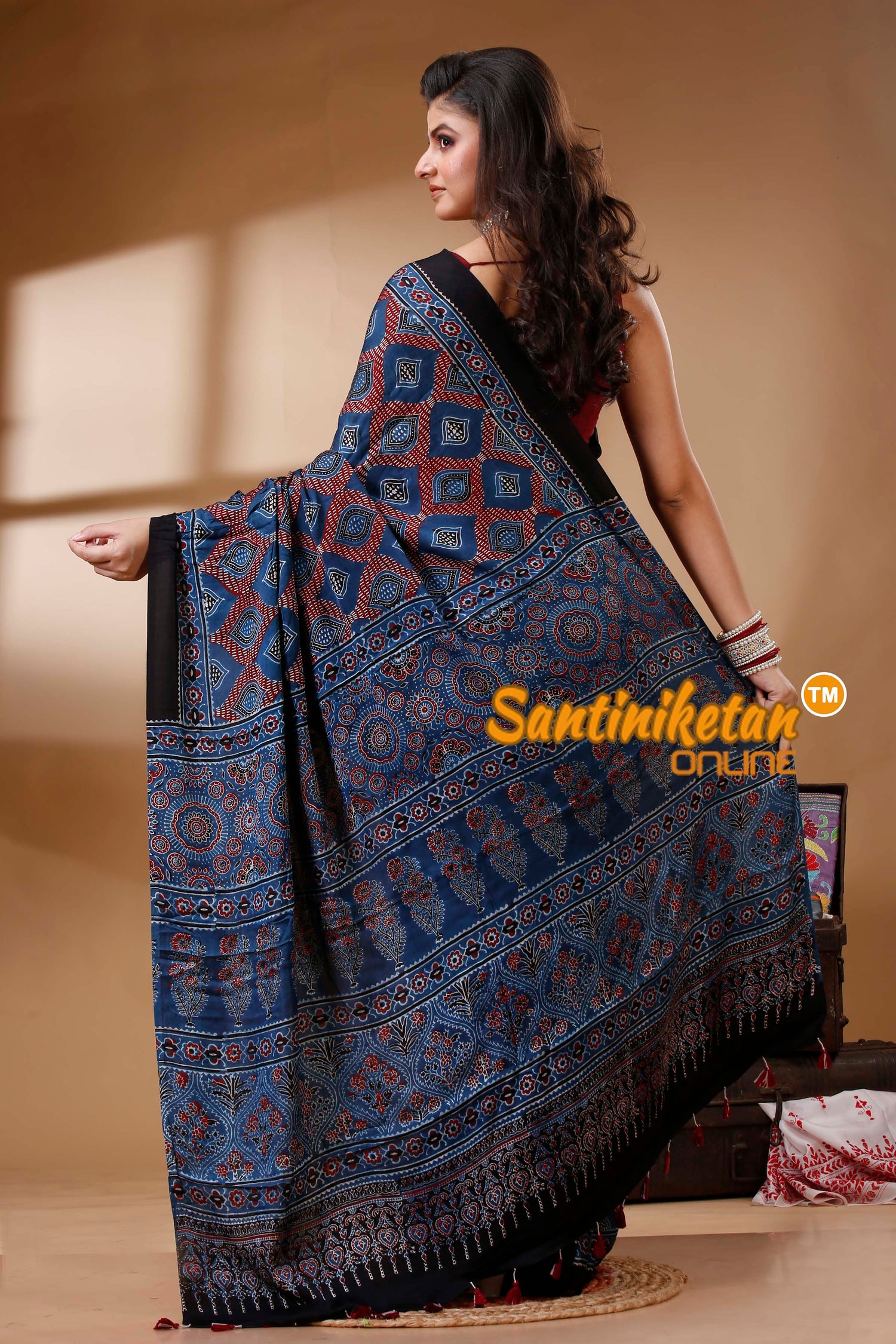 Ajrakh Hand Block On Modal Silk SN202522751