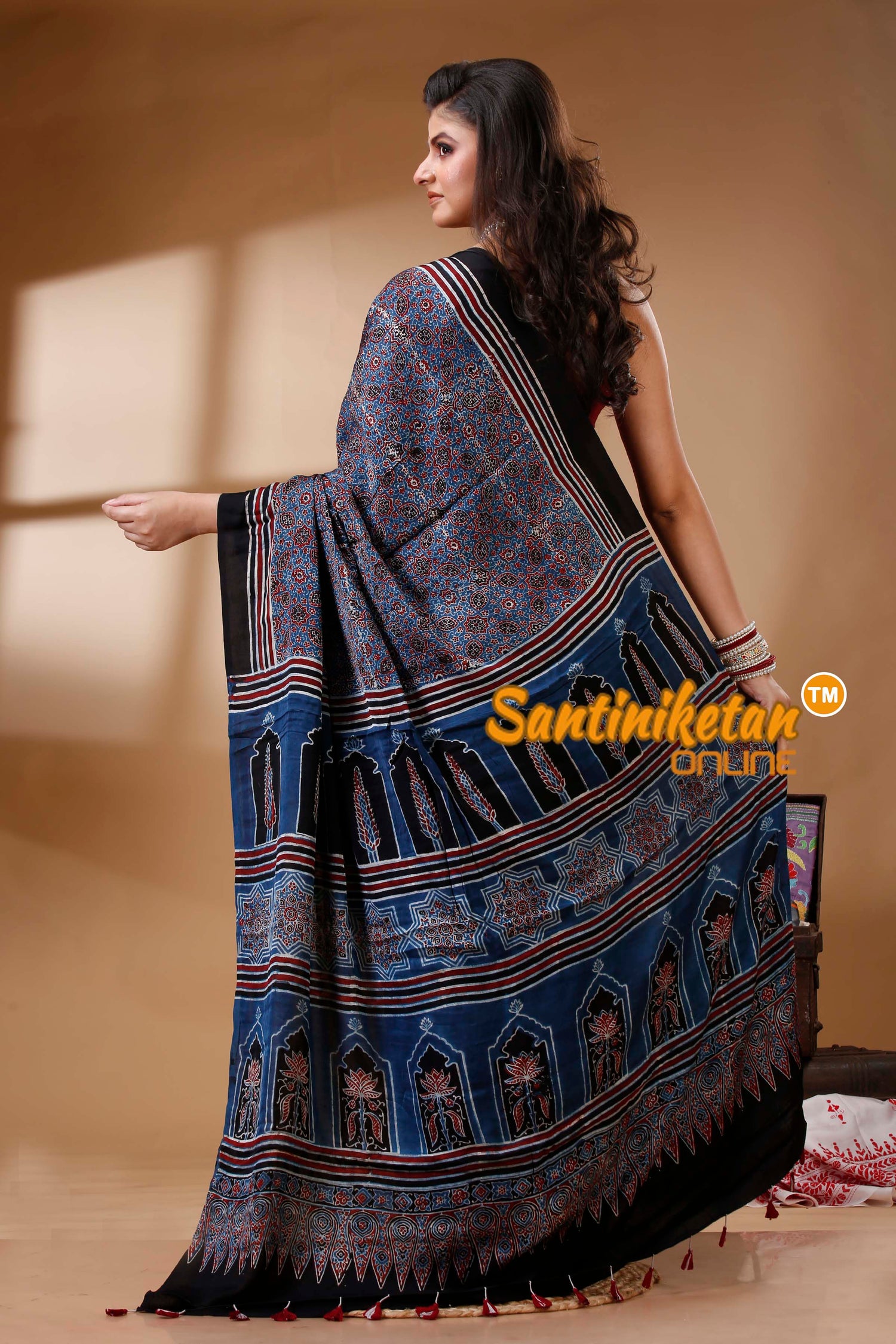 Ajrakh Hand Block On Modal Silk SN202522763