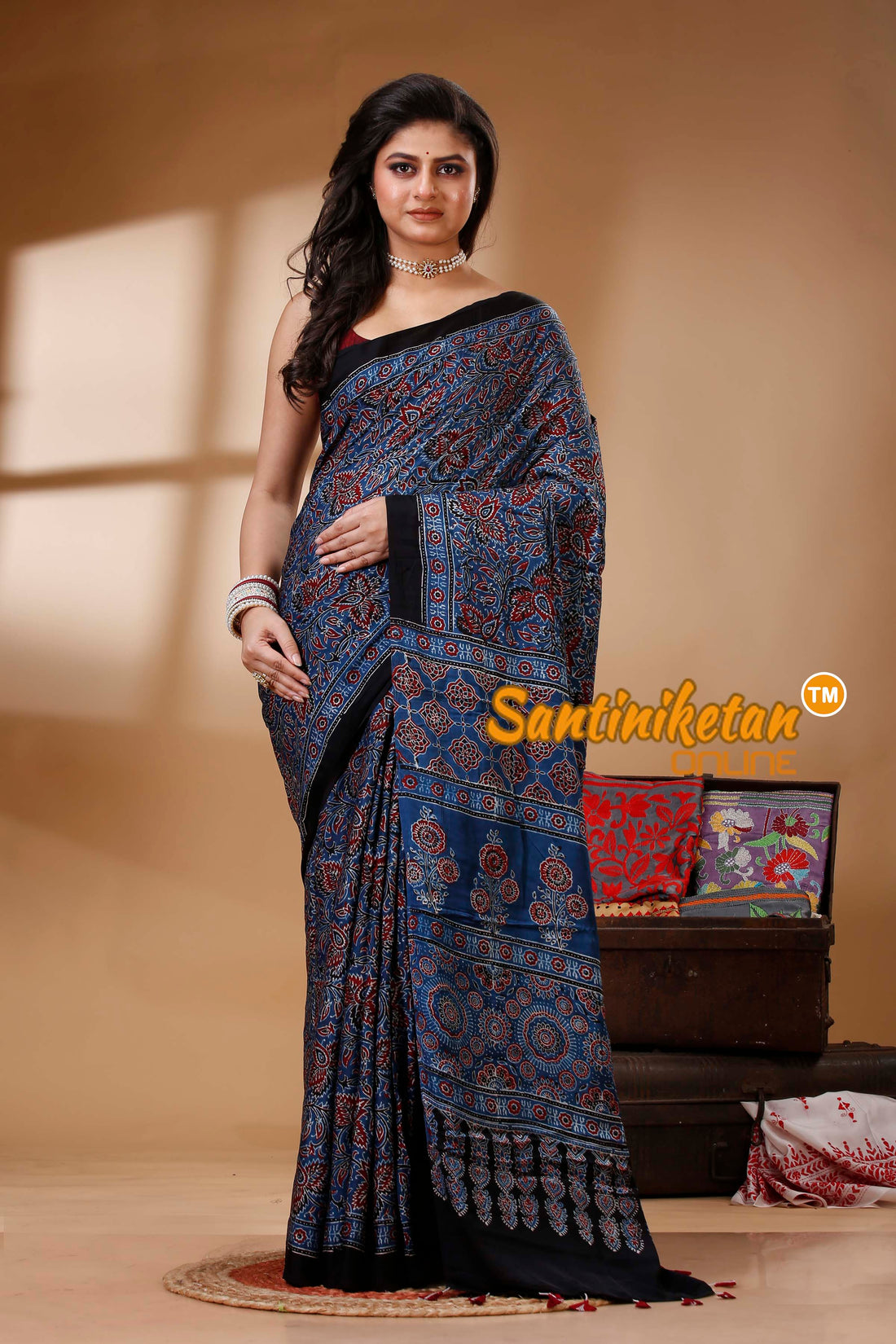 Ajrakh Hand Block On Modal Silk SN202522775