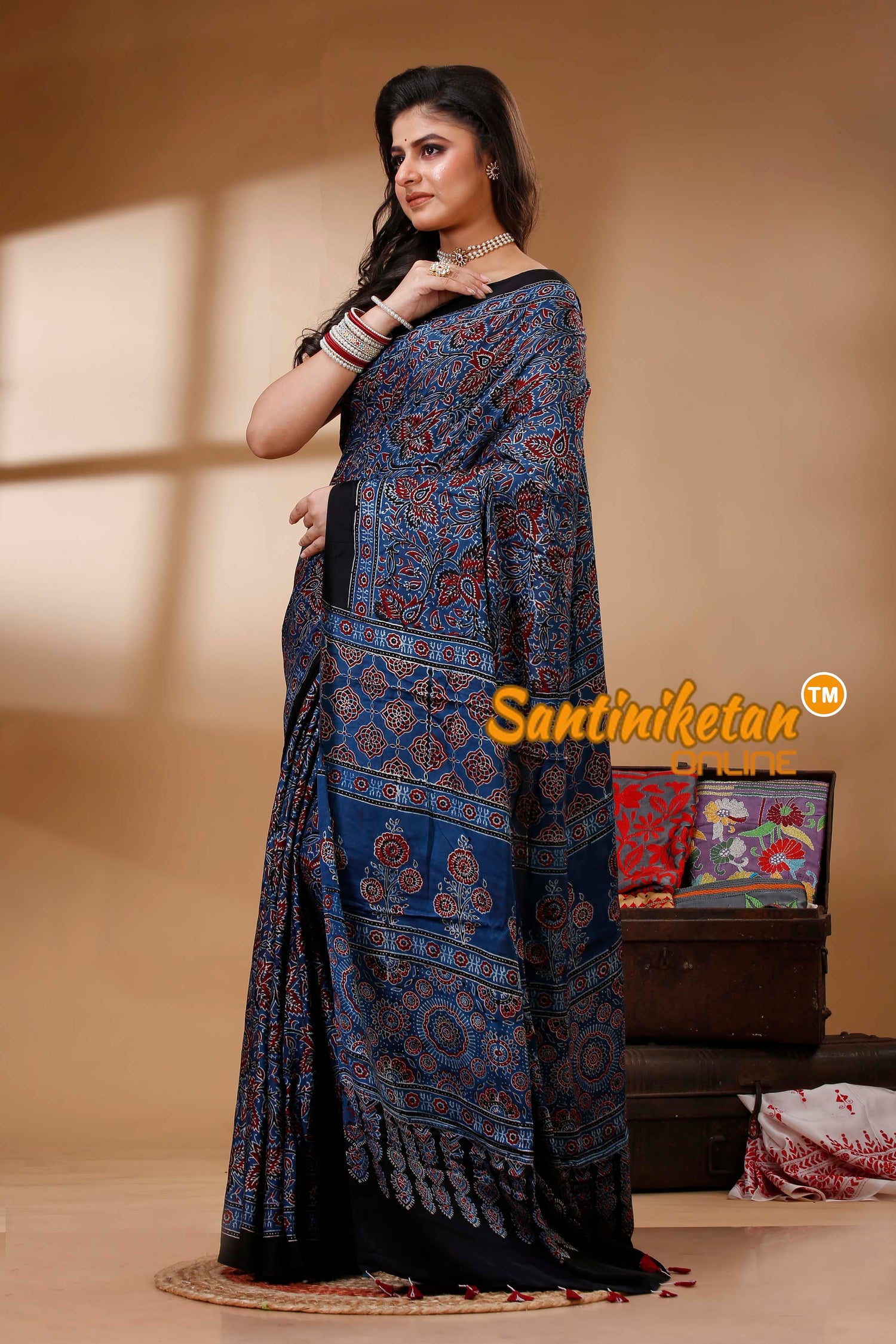 Ajrakh Hand Block On Modal Silk SN202522775