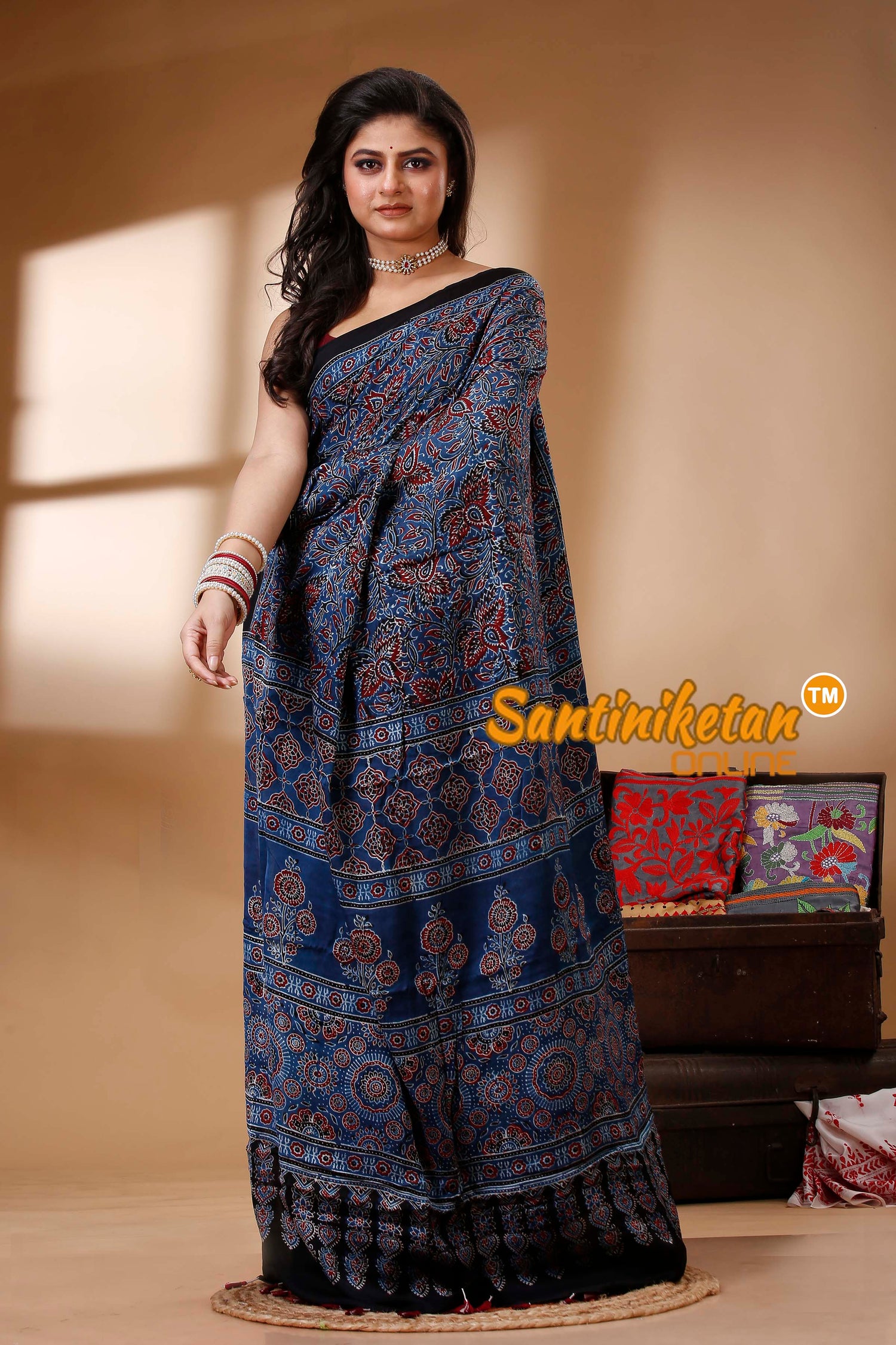 Ajrakh Hand Block On Modal Silk SN202522775