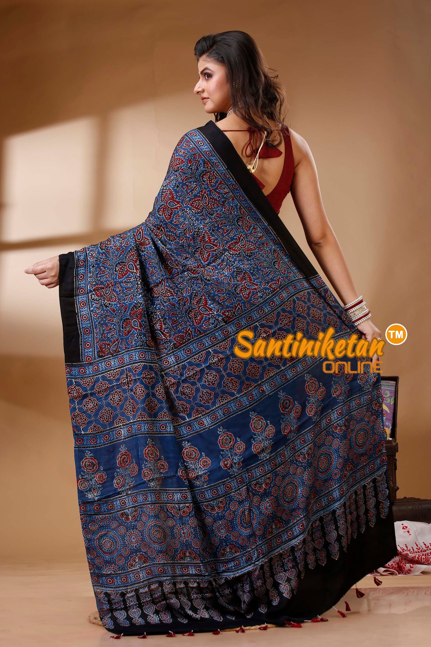 Ajrakh Hand Block On Modal Silk SN202522775