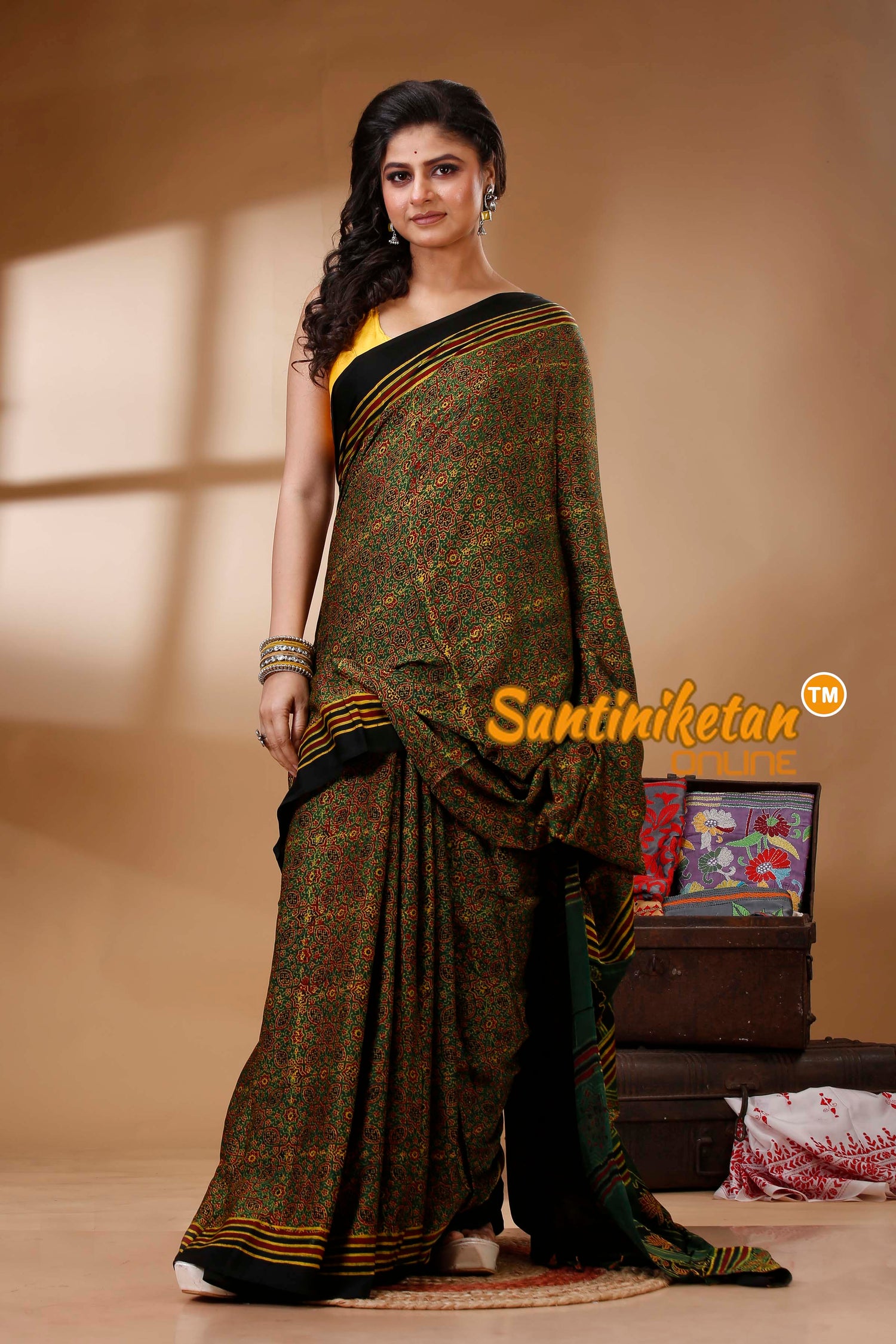 Ajrakh Hand Block On Modal Silk SN202522781