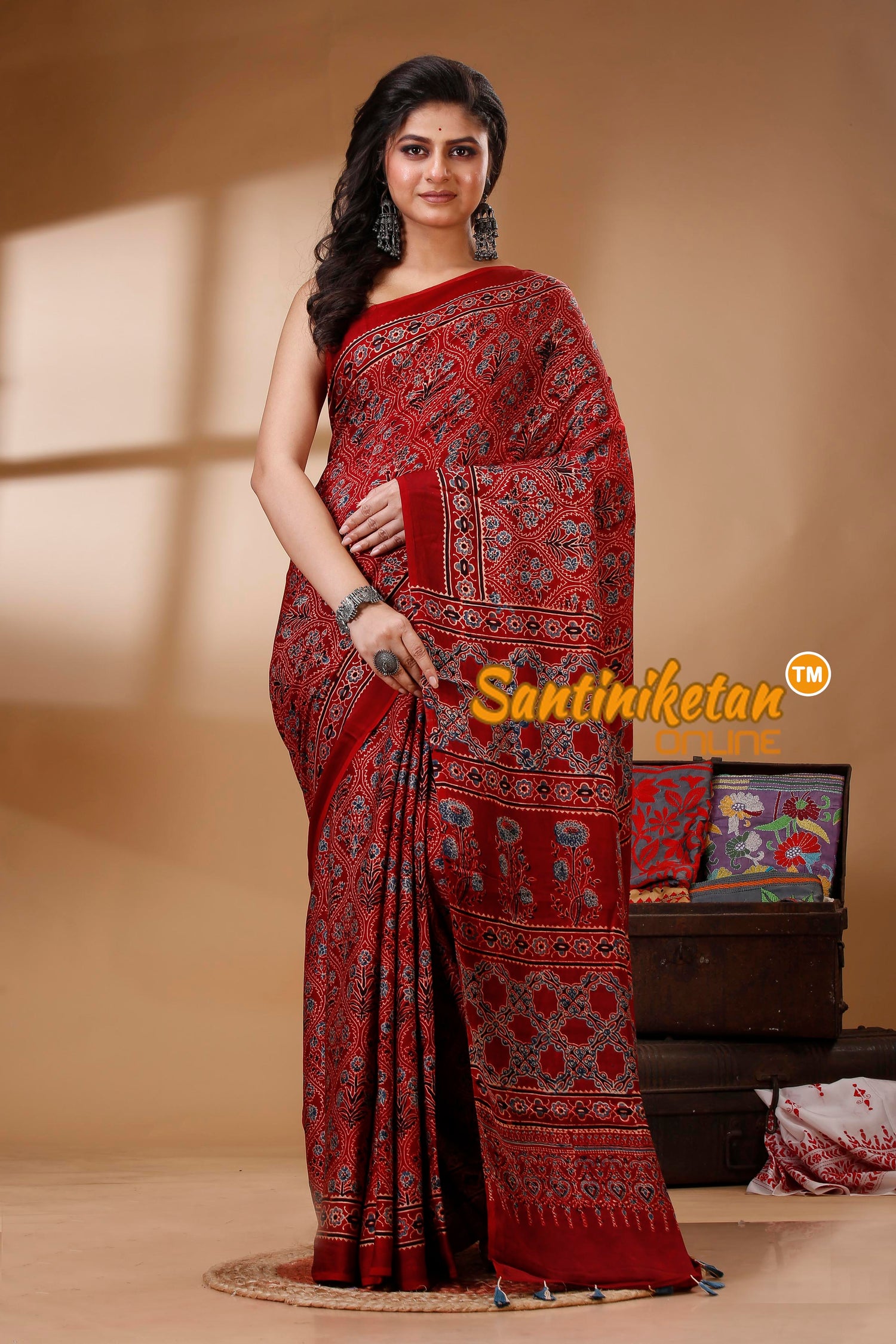 Ajrakh Hand Block On Modal Silk SN202522787