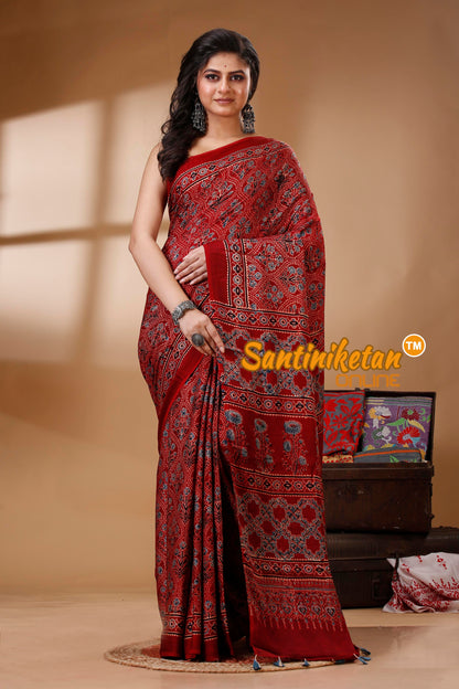Ajrakh Hand Block On Modal Silk SN202522787