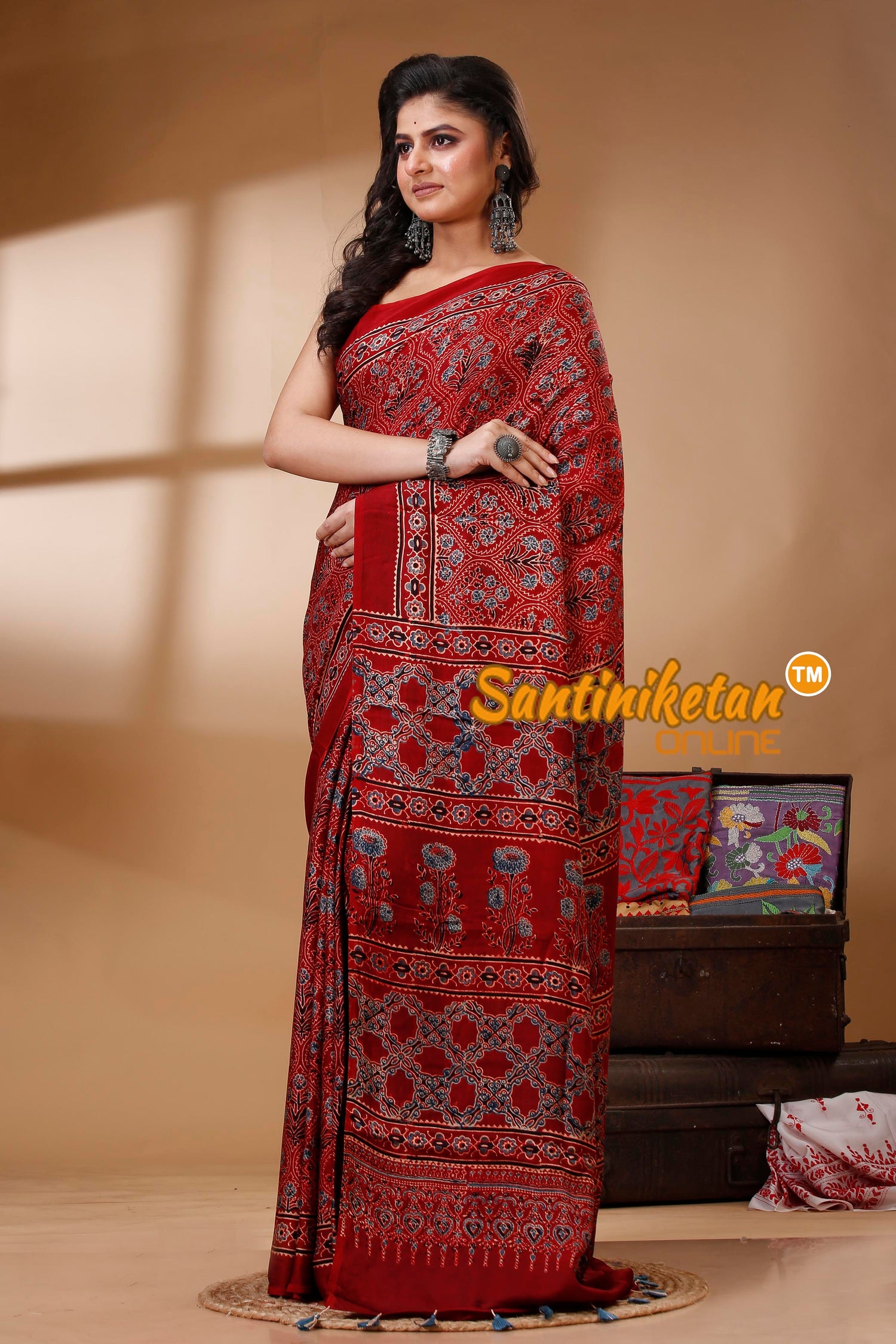 Ajrakh Hand Block On Modal Silk SN202522787