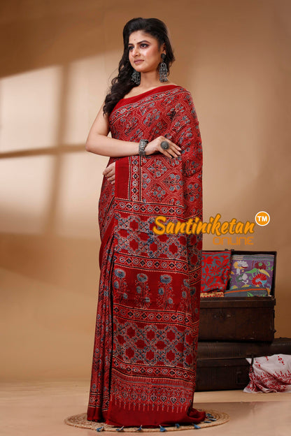 Ajrakh Hand Block On Modal Silk SN202522787