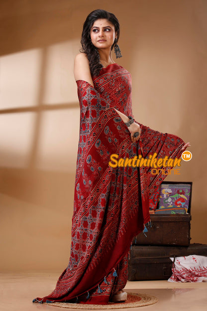 Ajrakh Hand Block On Modal Silk SN202522787