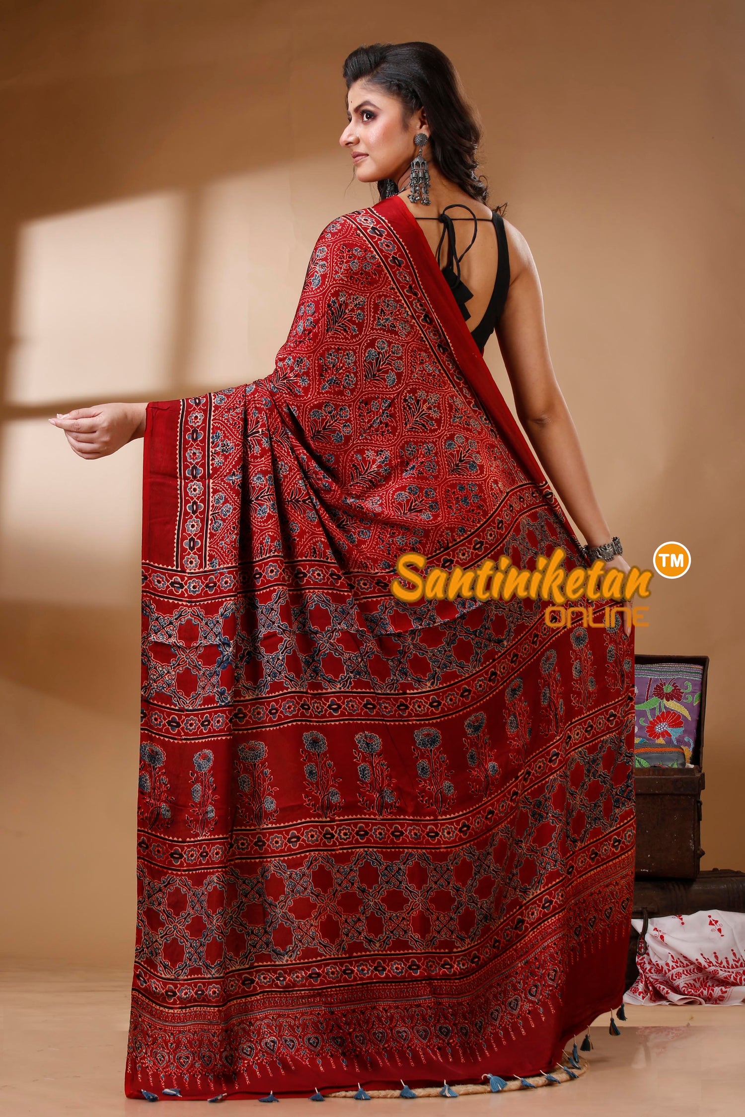 Ajrakh Hand Block On Modal Silk SN202522787