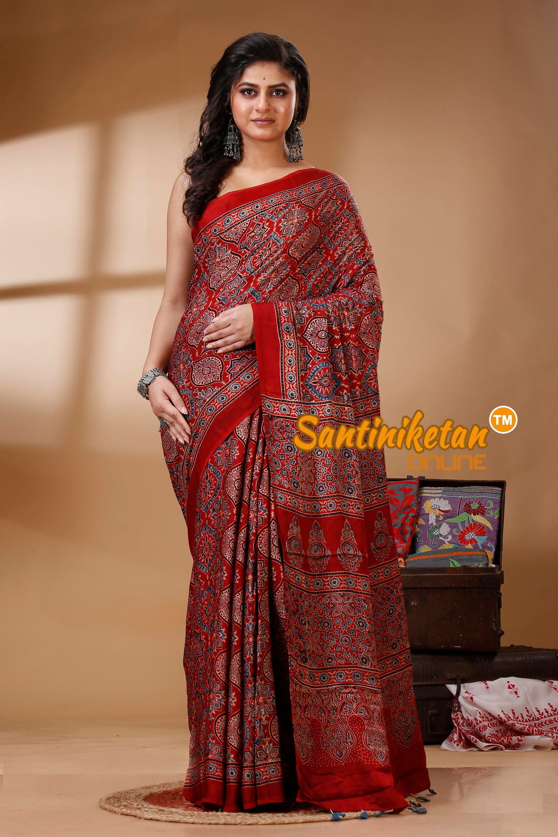 Ajrakh Hand Block On Modal Silk SN202522805