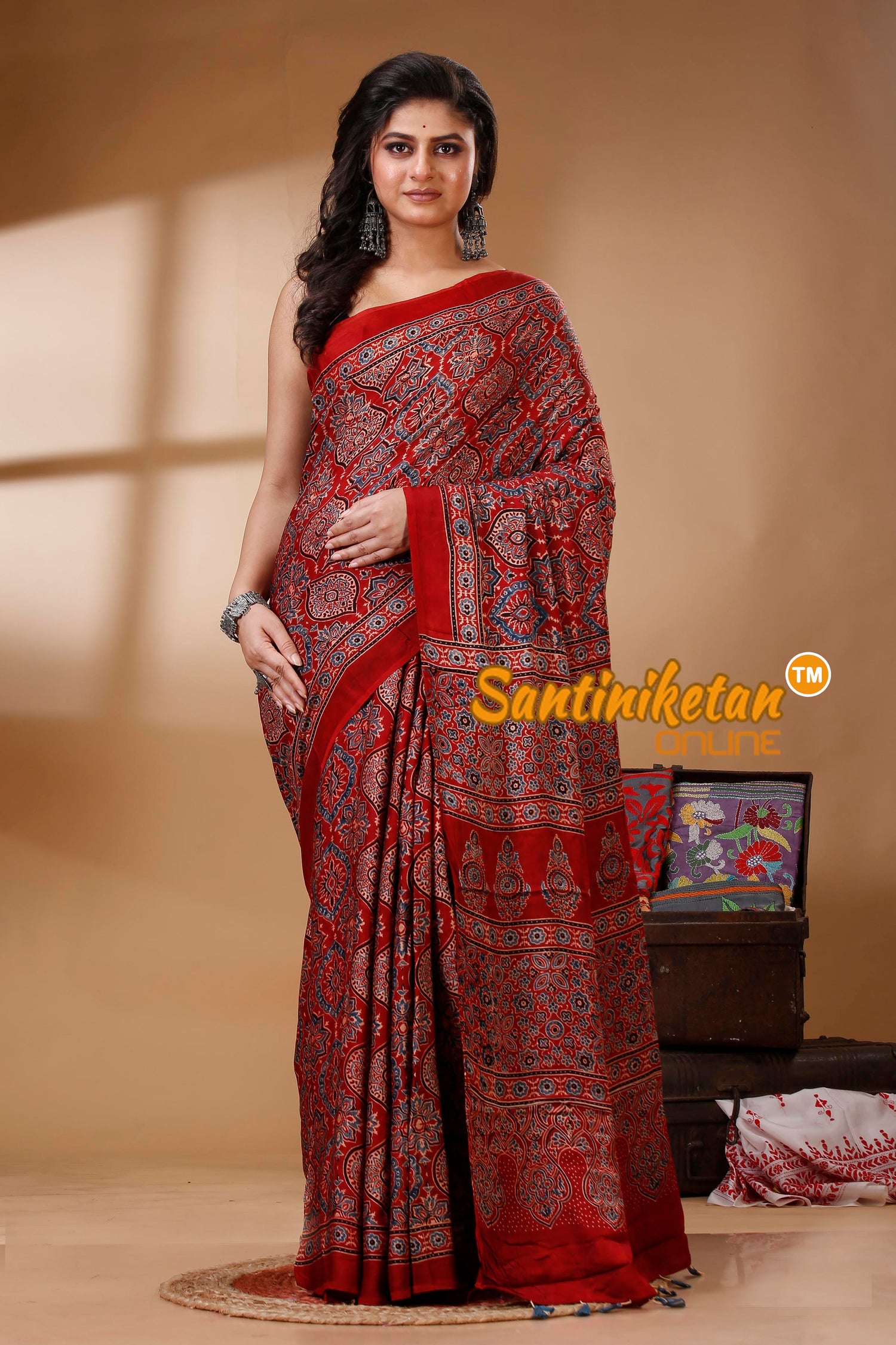 Ajrakh Hand Block On Modal Silk SN202522805
