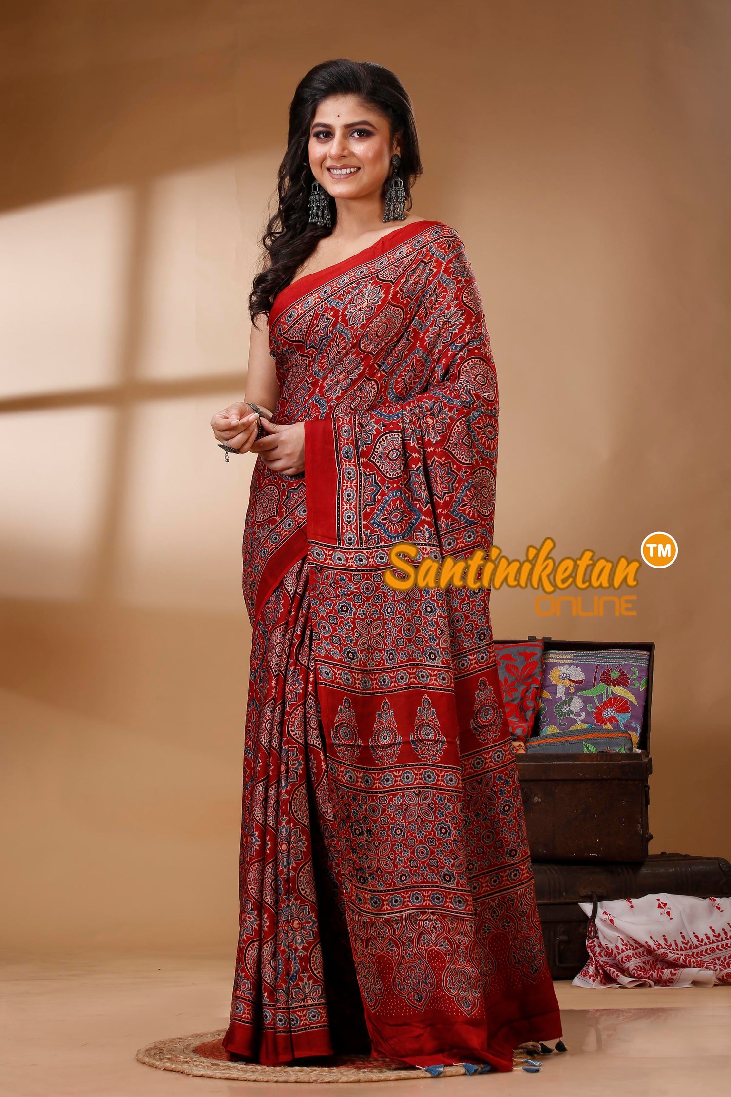 Ajrakh Hand Block On Modal Silk SN202522805
