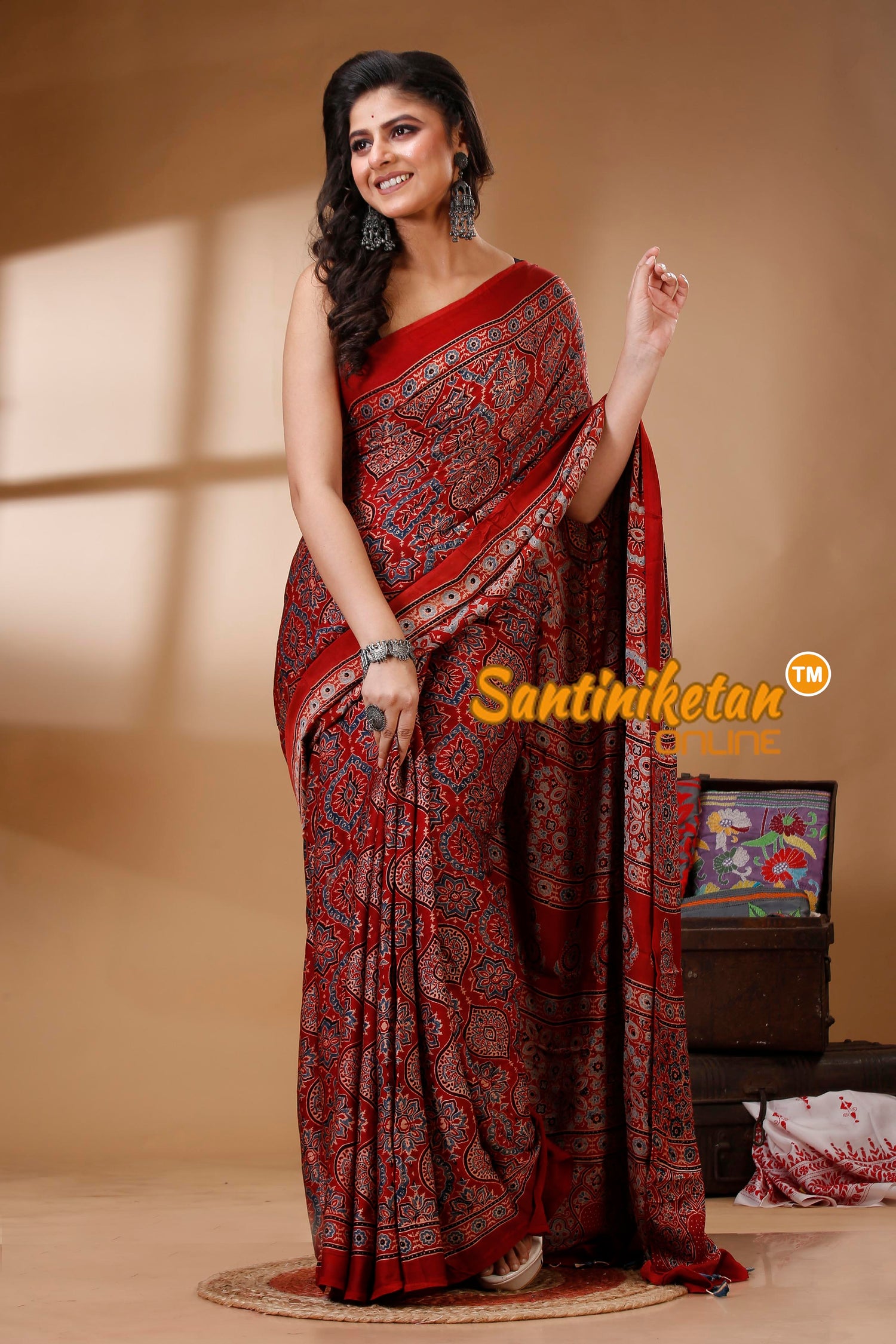 Ajrakh Hand Block On Modal Silk SN202522805