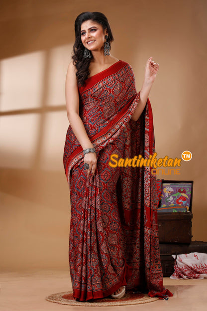 Ajrakh Hand Block On Modal Silk SN202522805