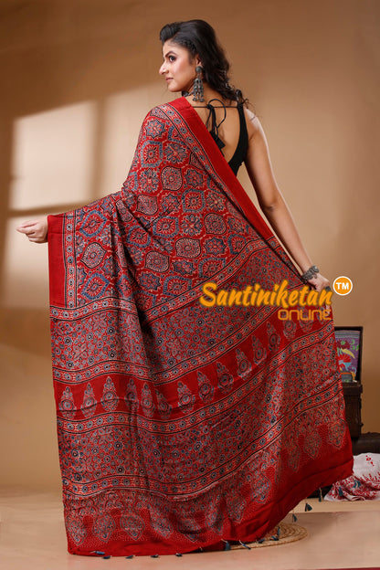 Ajrakh Hand Block On Modal Silk SN202522805