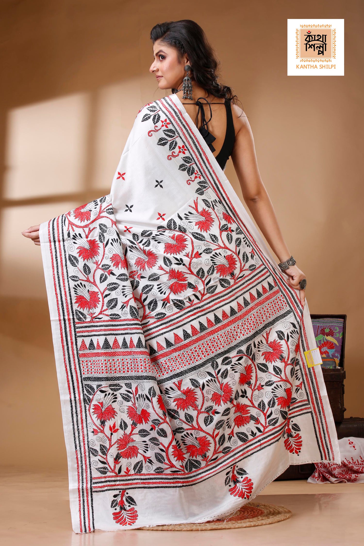 Bangalore Silk Kantha Stitch Saree SN202522823