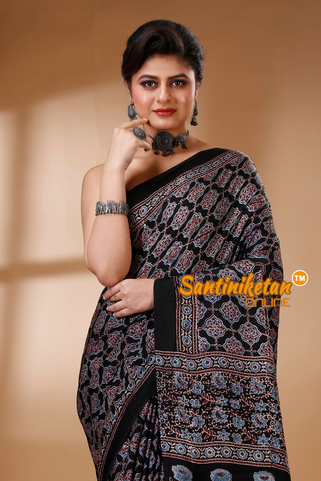 Ajrakh Hand Block On Modal Silk SN202522847