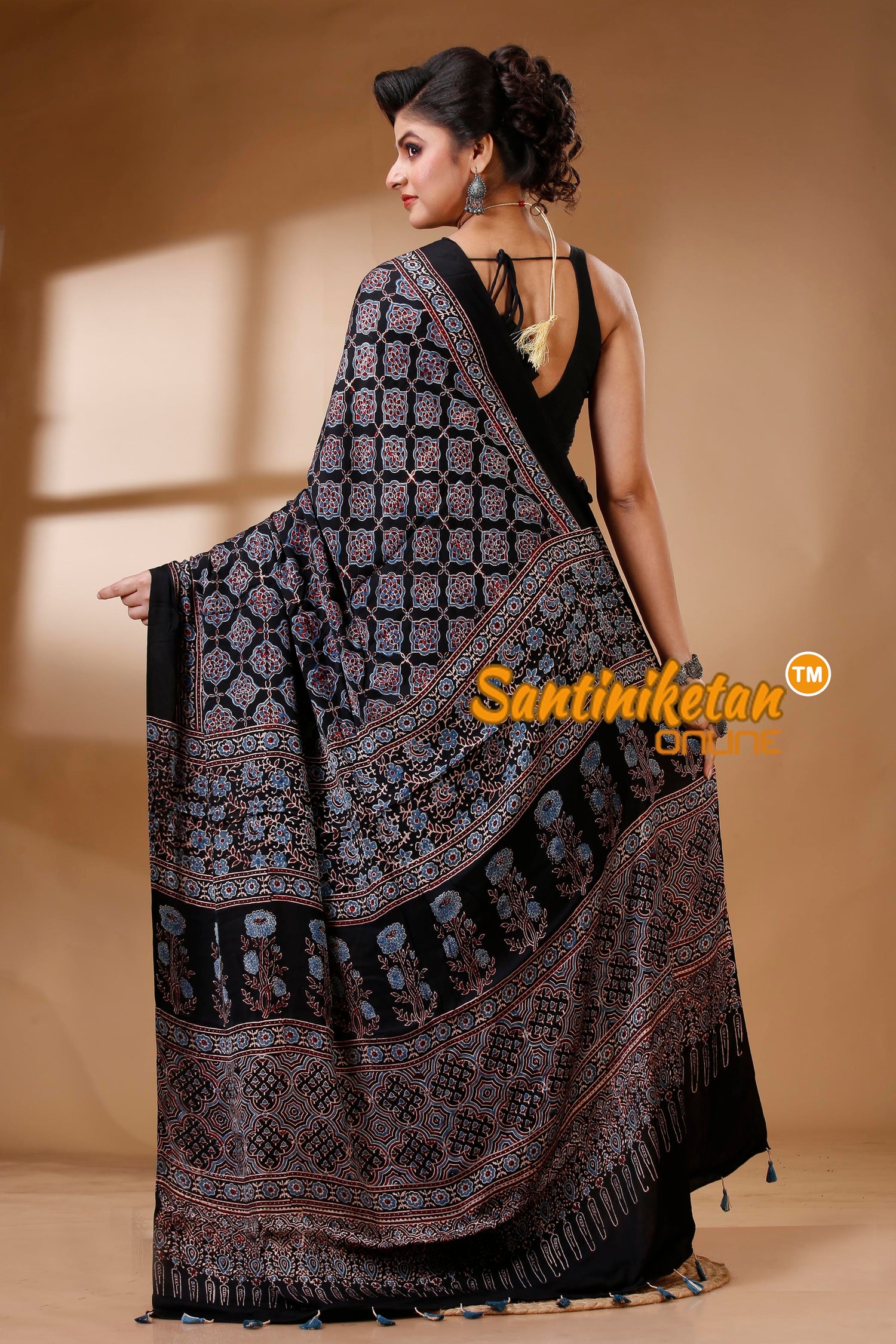 Ajrakh Hand Block On Modal Silk SN202522847